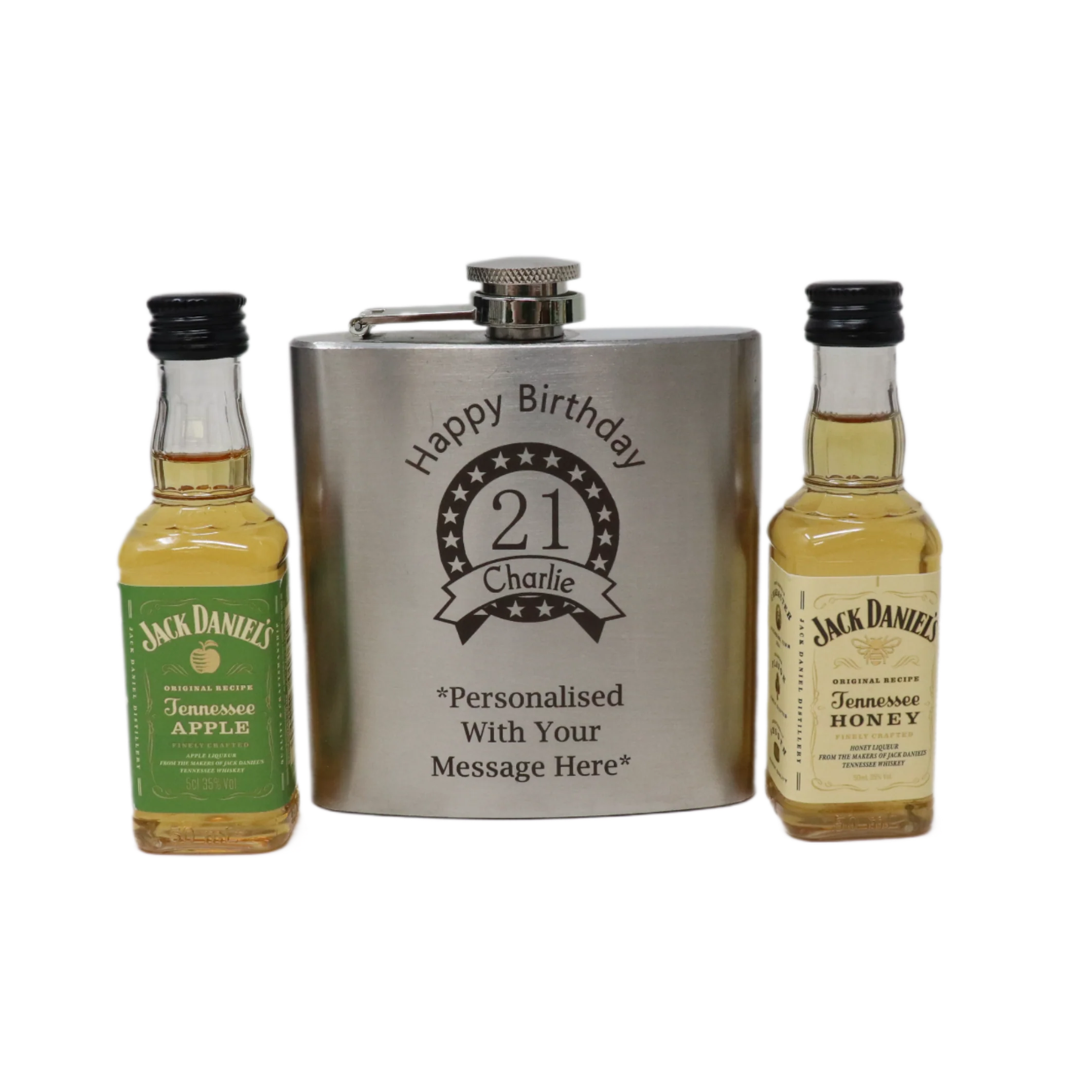 Personalised Silver Birthday Hip Flask & Miniature Alcohol Bottle - Image 17