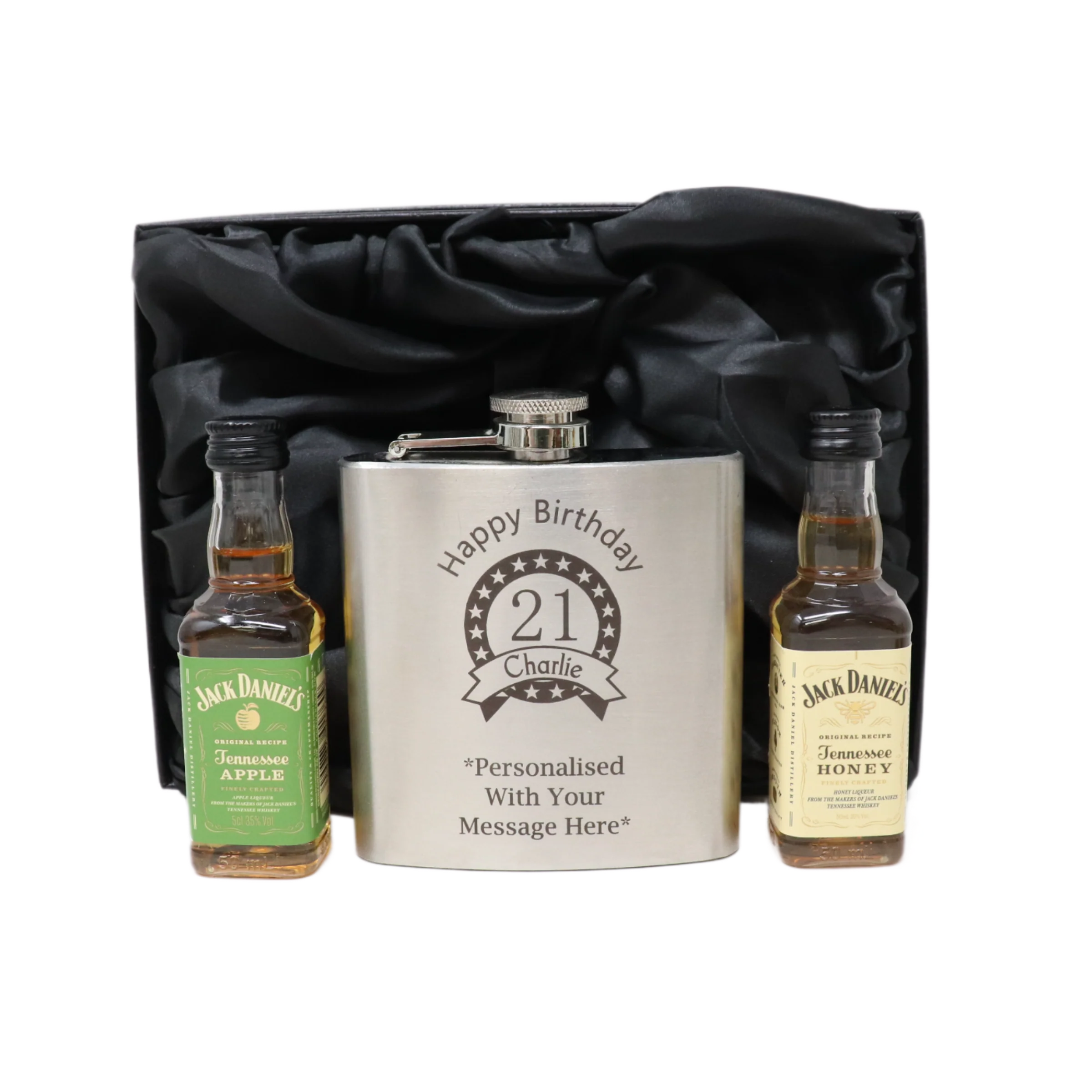 Personalised Silver Birthday Hip Flask & Miniature Alcohol Bottle - Image 18