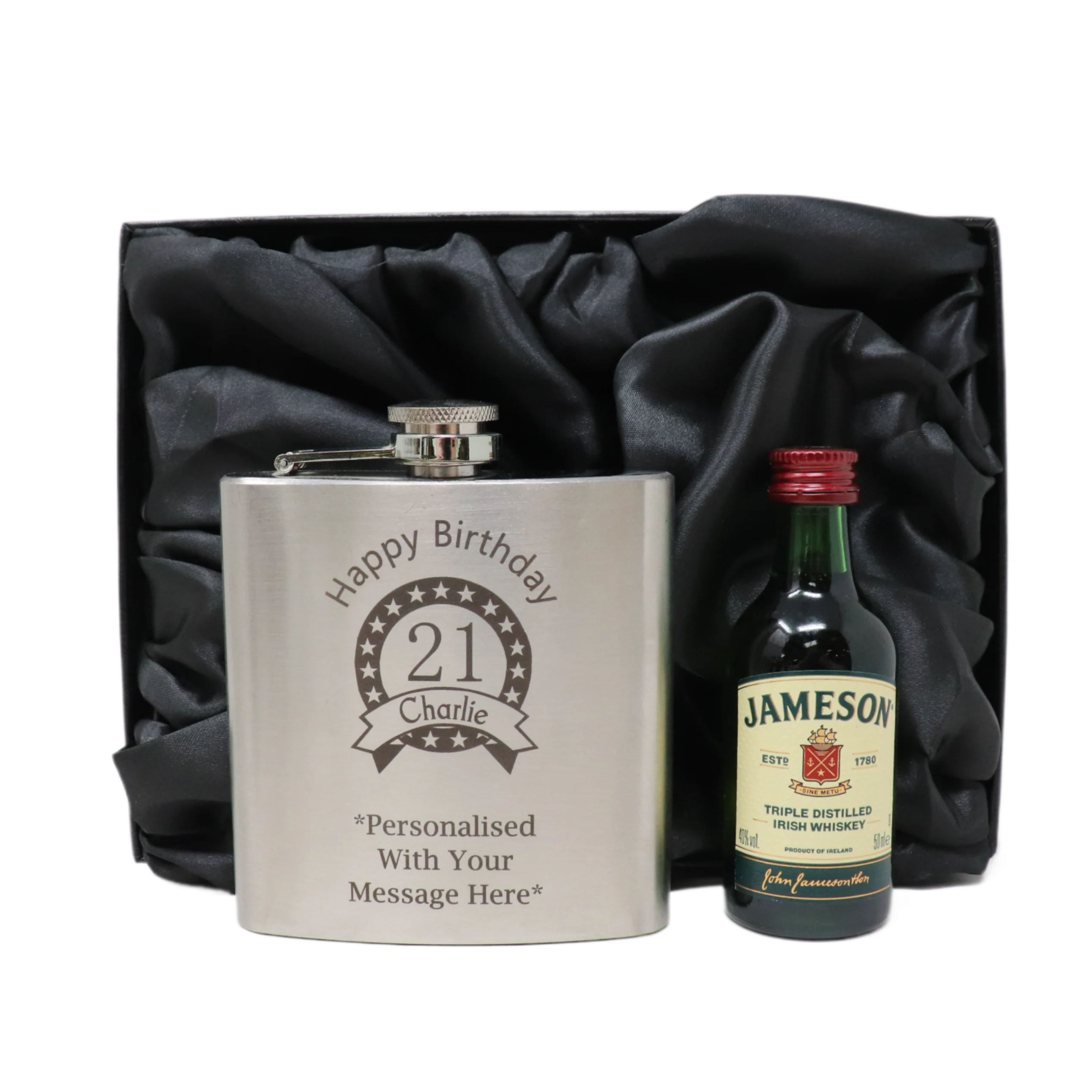 Personalised Silver Birthday Hip Flask & Miniature Alcohol Bottle - Image 20