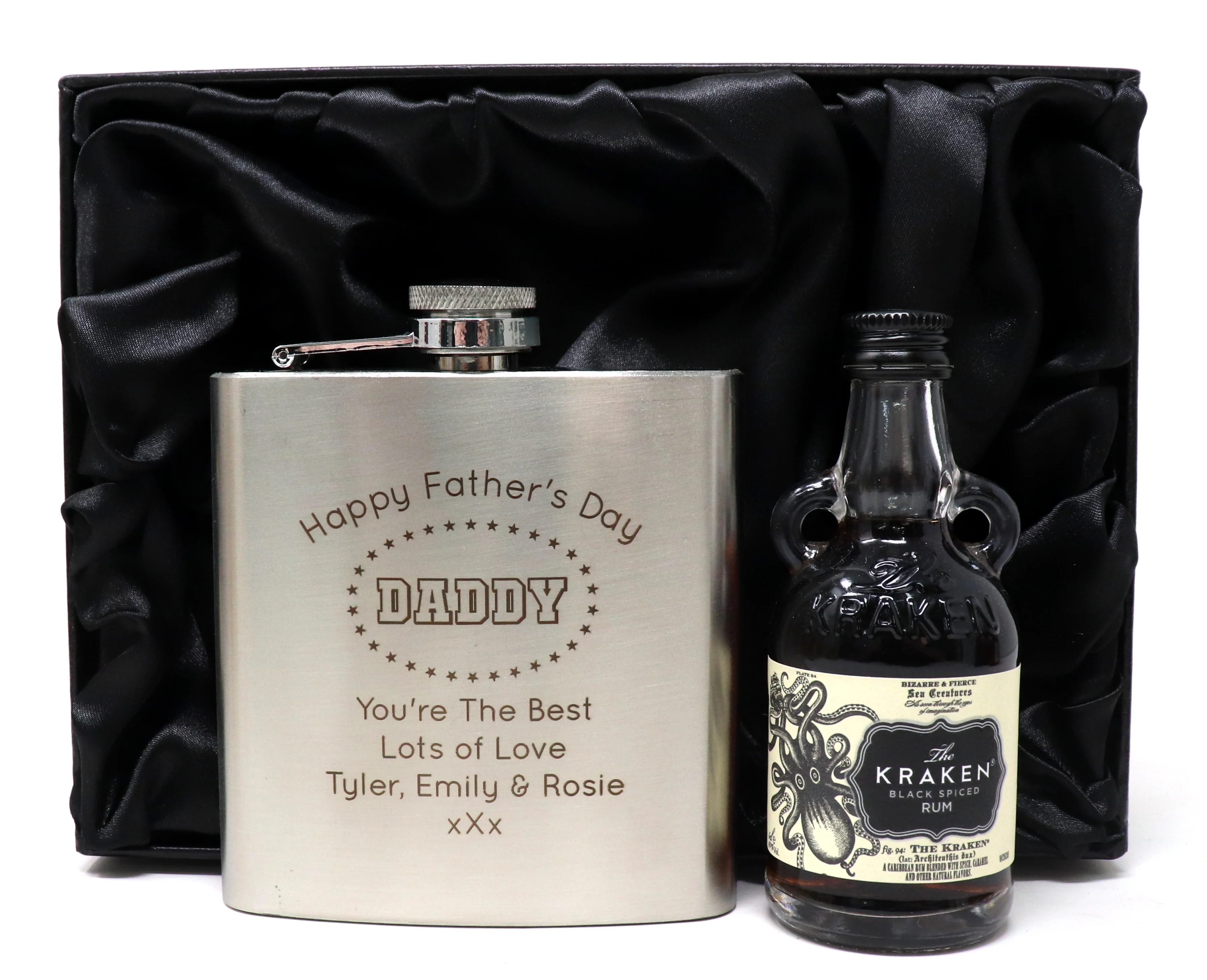 Personalised Silver Hip Flask & Miniature Alcohol - Father's Day Design - Image 10