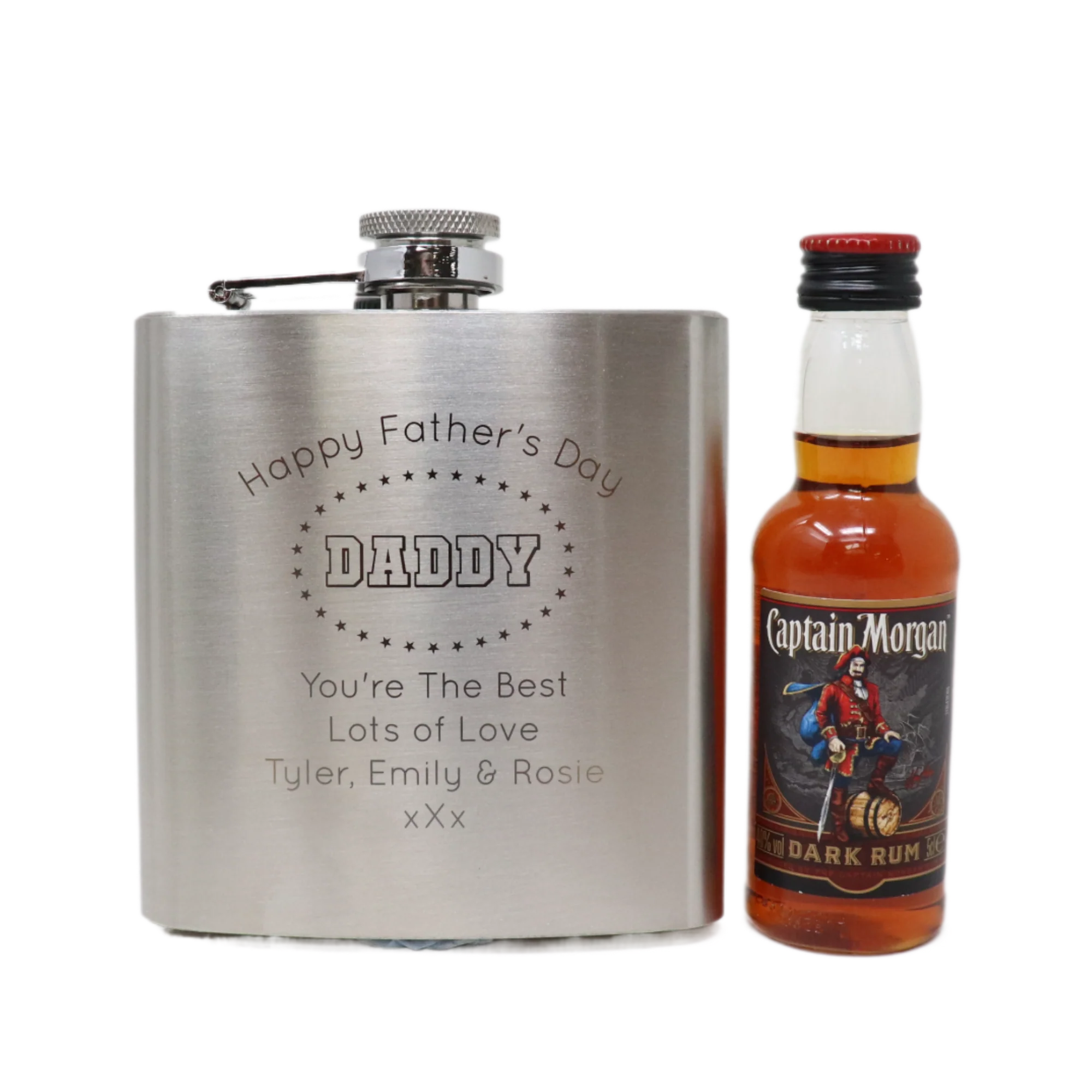Personalised Silver Hip Flask & Miniature Alcohol - Father's Day Design - Image 11