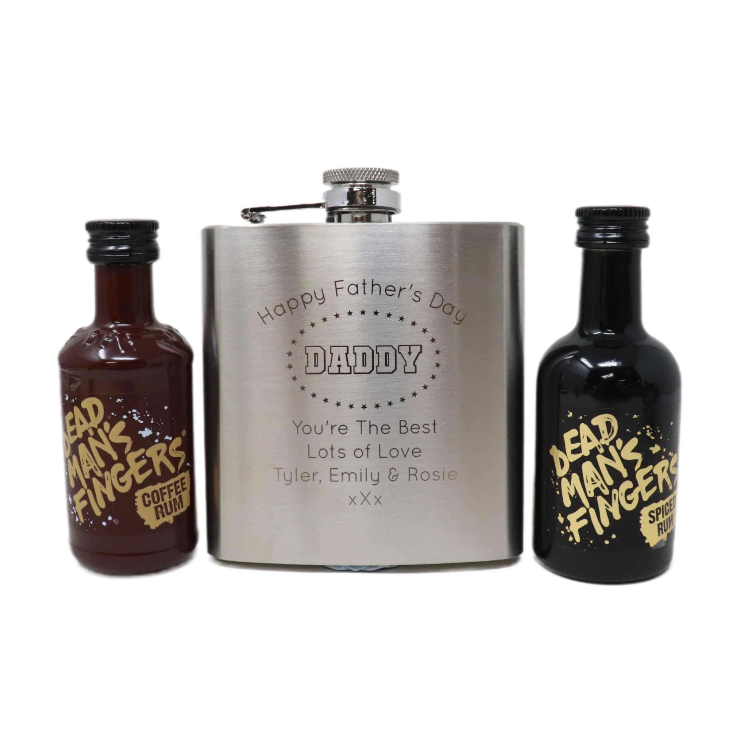 Personalised Silver Hip Flask & Miniature Alcohol - Father's Day Design - Image 14