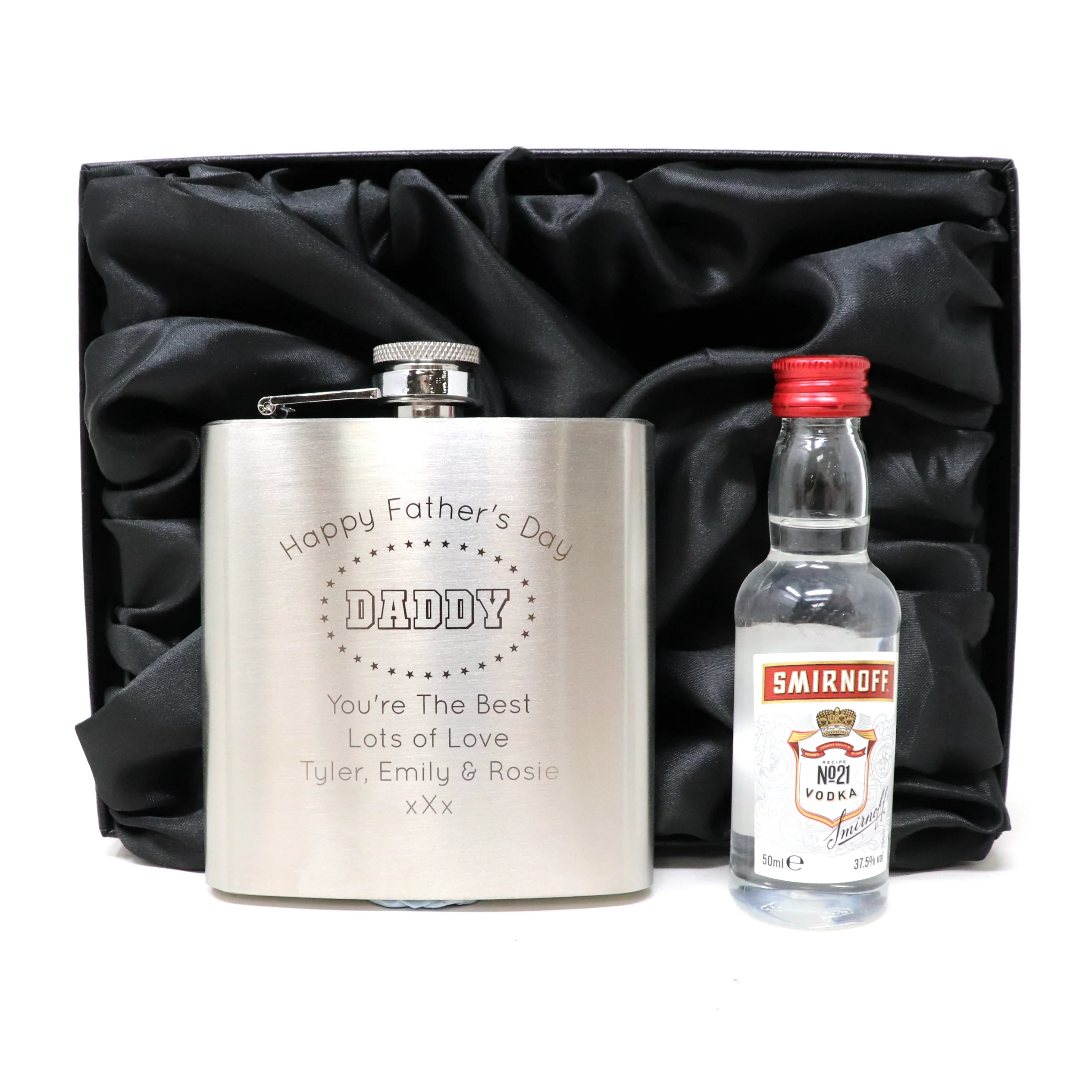 Personalised Silver Hip Flask & Miniature Alcohol - Father's Day Design - Image 18