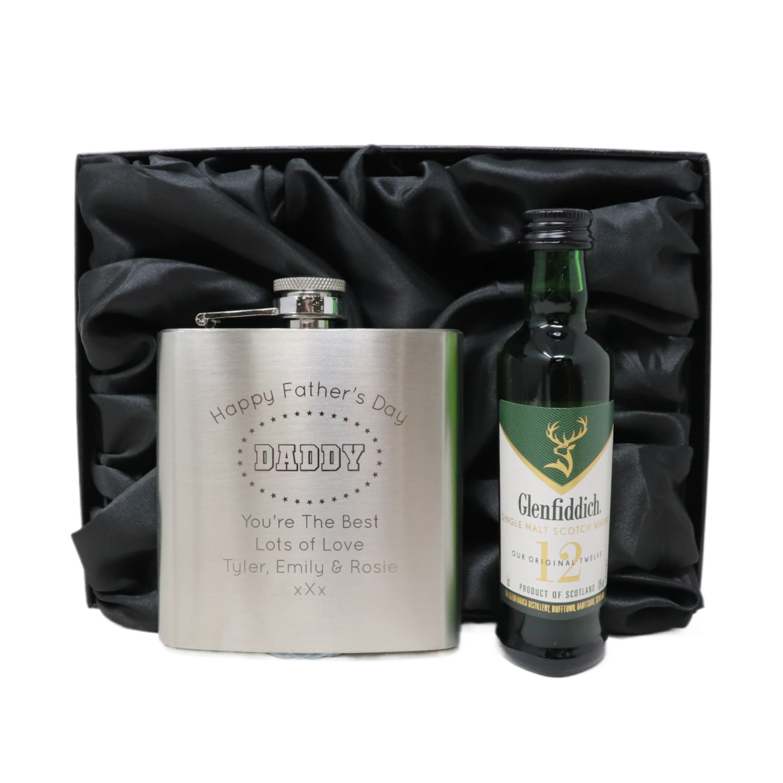 Personalised Silver Hip Flask & Miniature Alcohol - Father's Day Design - Image 20