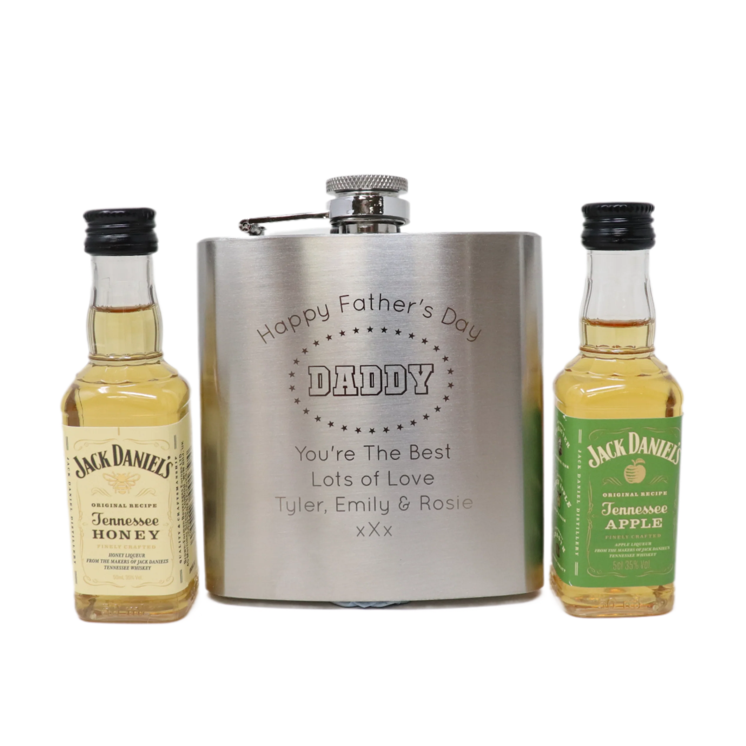 Personalised Silver Hip Flask & Miniature Alcohol - Father's Day Design - Image 22