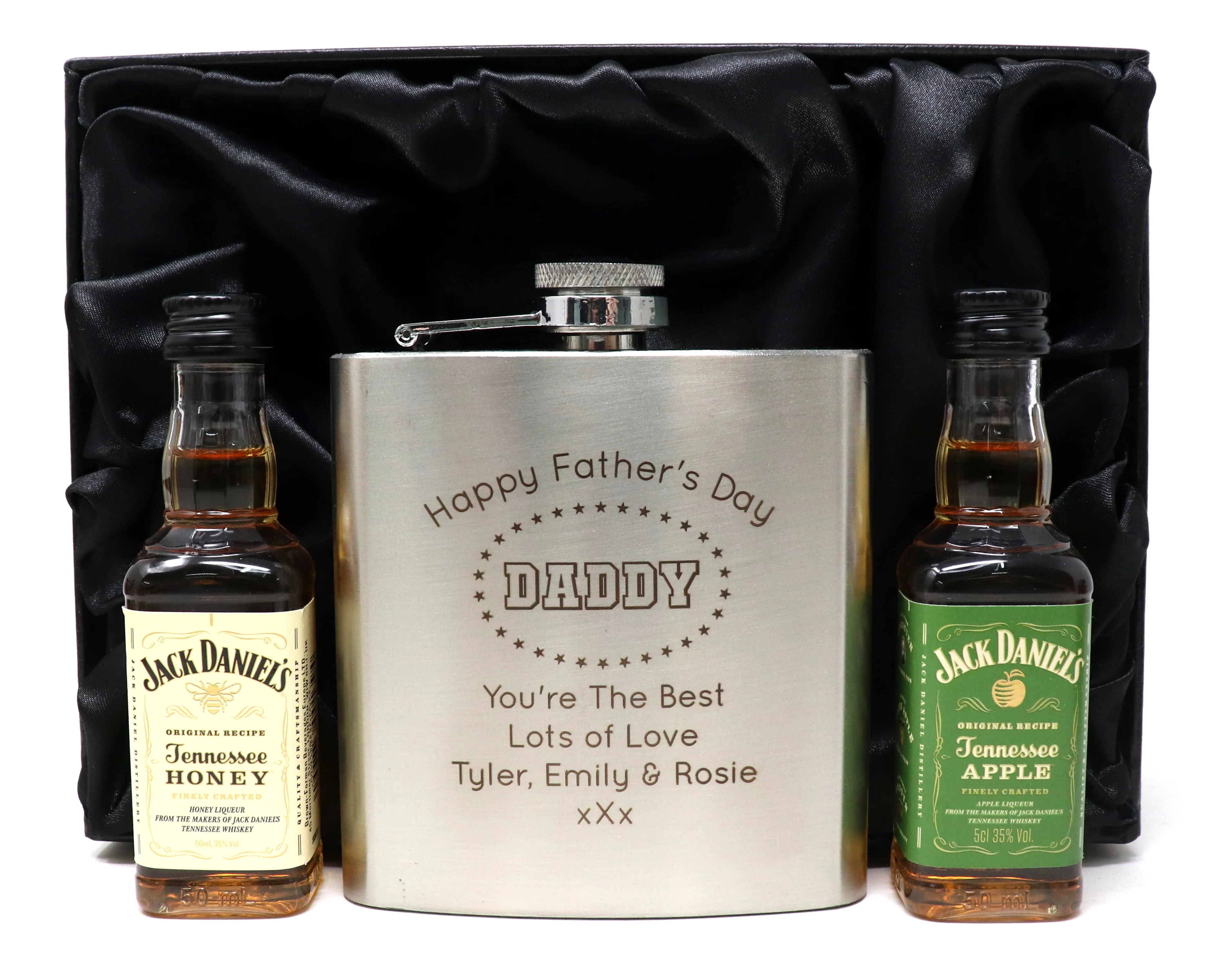 Personalised Silver Hip Flask & Miniature Alcohol - Father's Day Design - Image 8