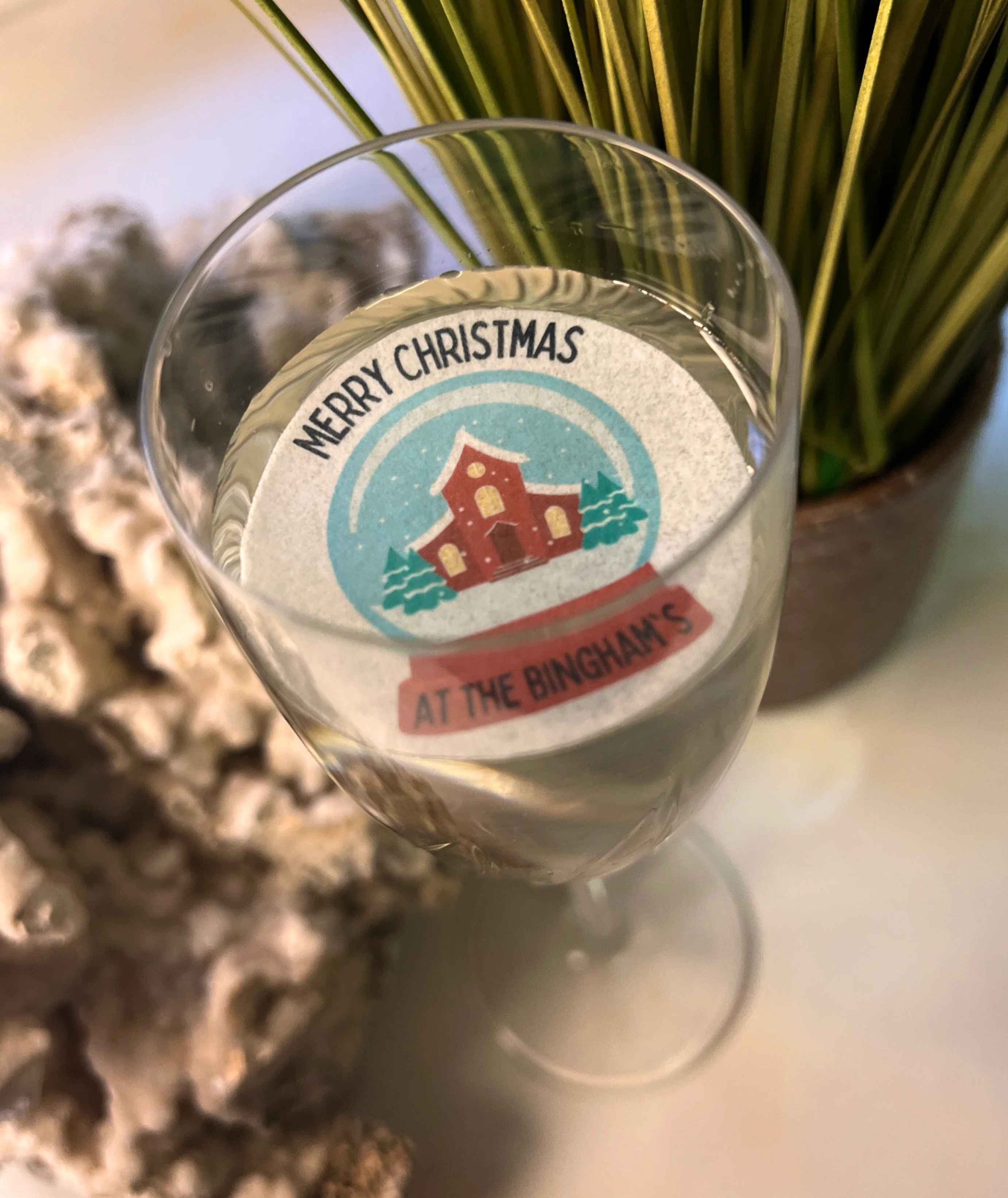 Personalised Snow Globe Christmas Design Edible Drink Toppers - Image 3
