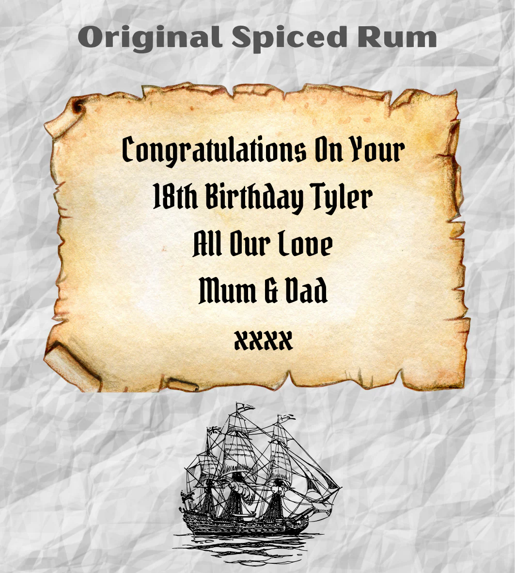 Personalised Spiced Rum Bottle Label - Pirate Ship Design - Image 3