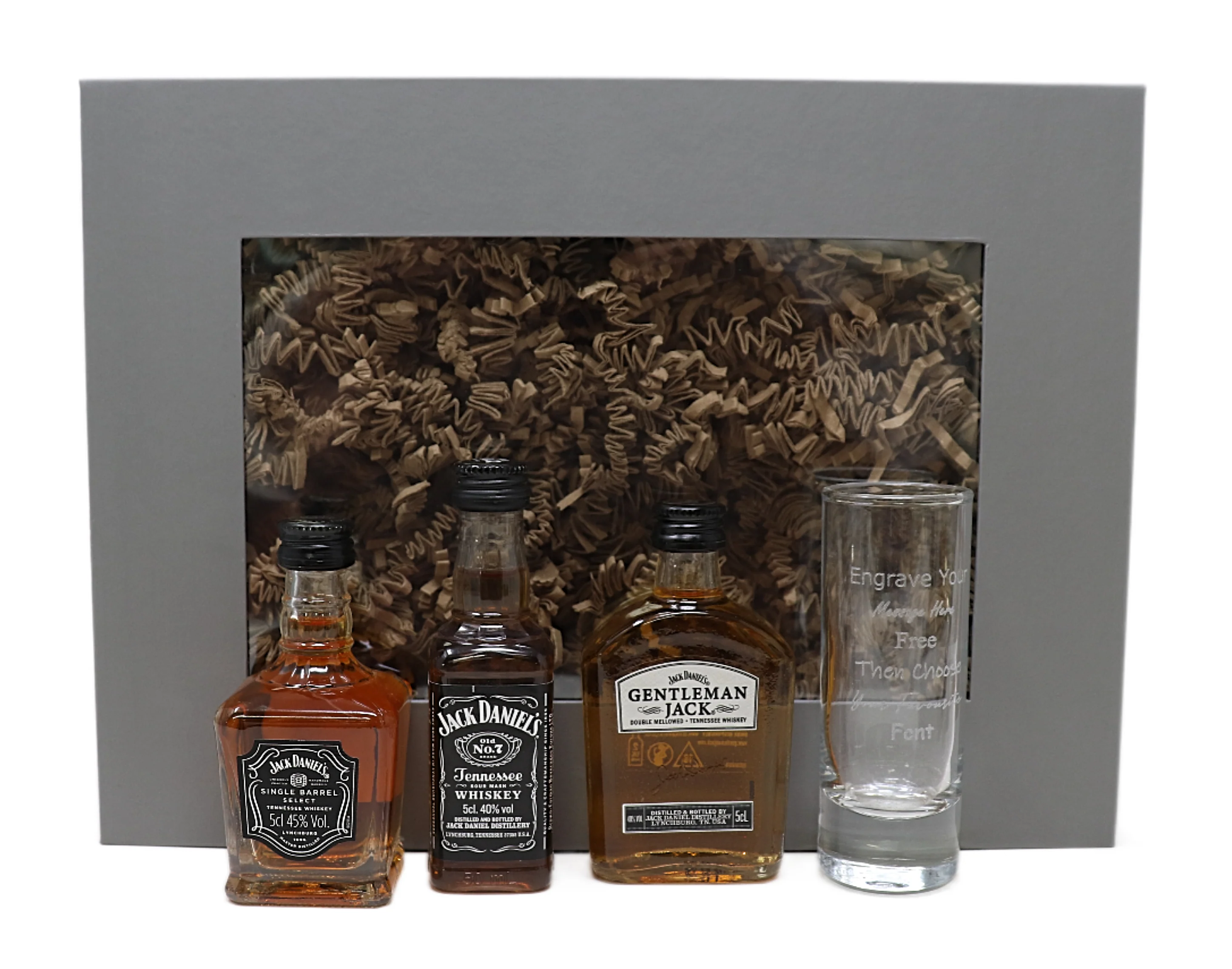 Personalised Tall Shot Glass & Jack Daniel's Premium in Presentation Gift Box