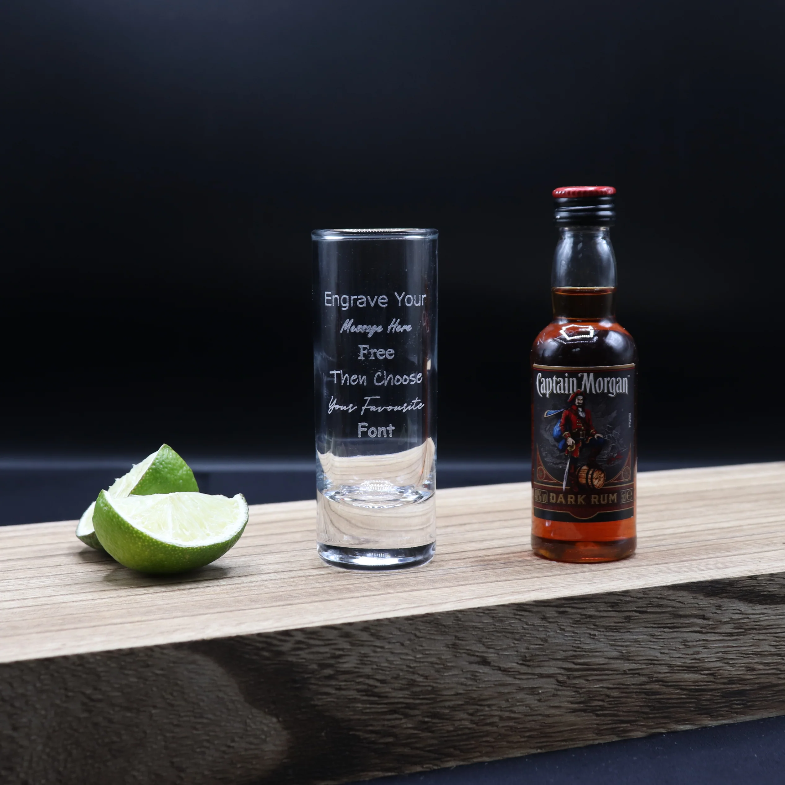 Personalised Tall Shot Glass & Rum Miniature Bottle Gift Set - Image 4