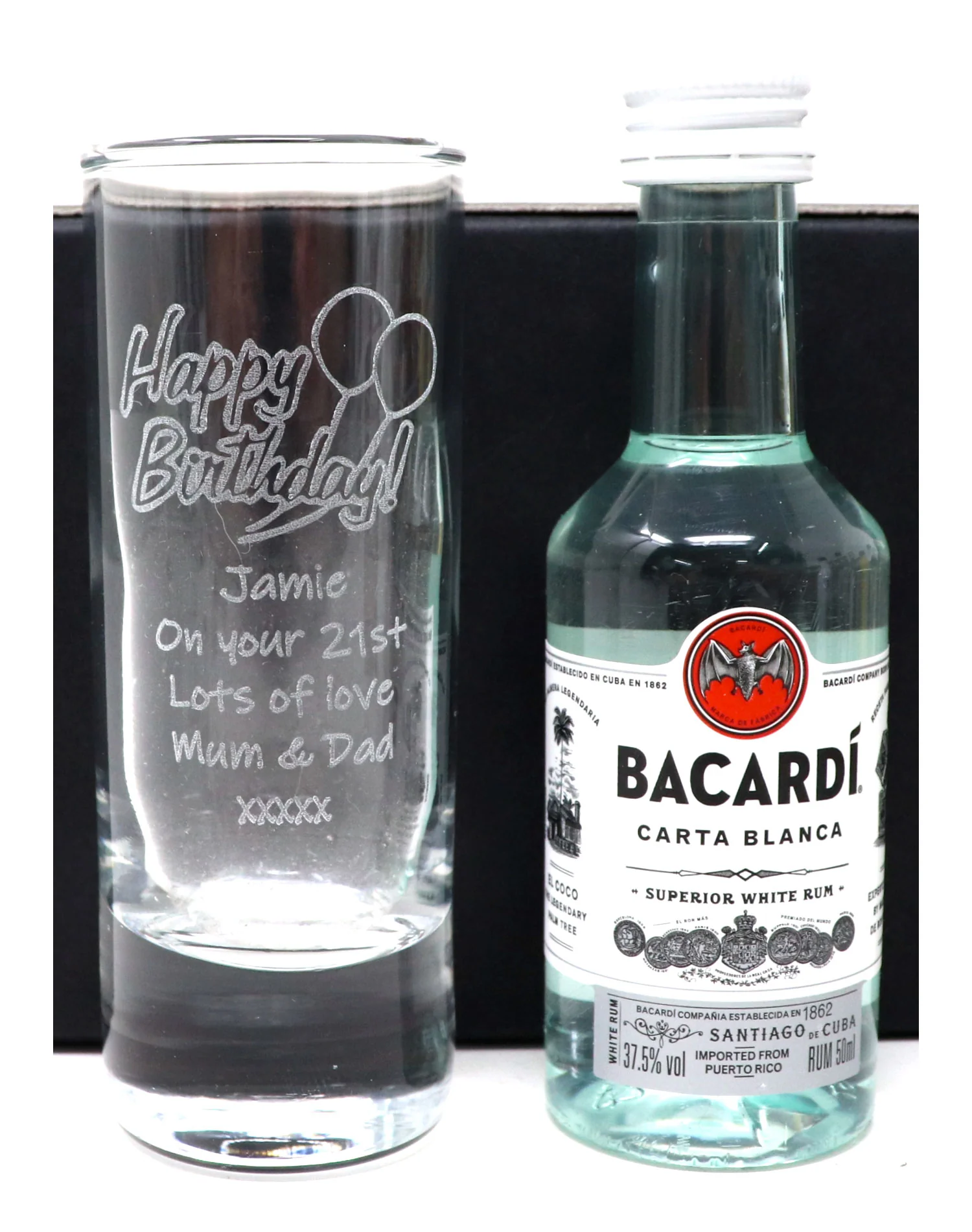 Personalised Birthday Shot Glass & Miniature Bottle of Alcohol Gift Set - Image 3