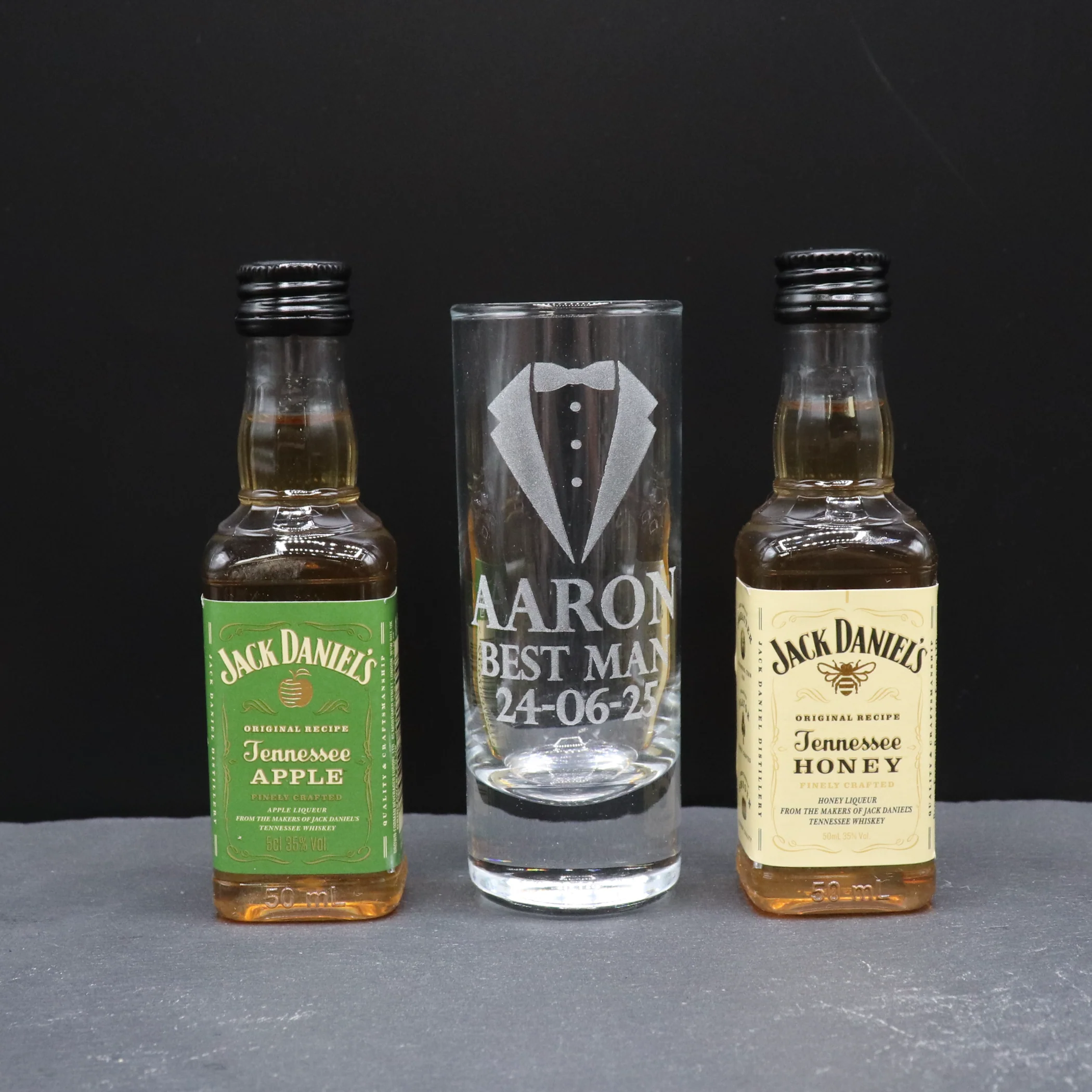 Personalised Best Man Wedding Shot Glass & Miniature Alcohol Gift Set
