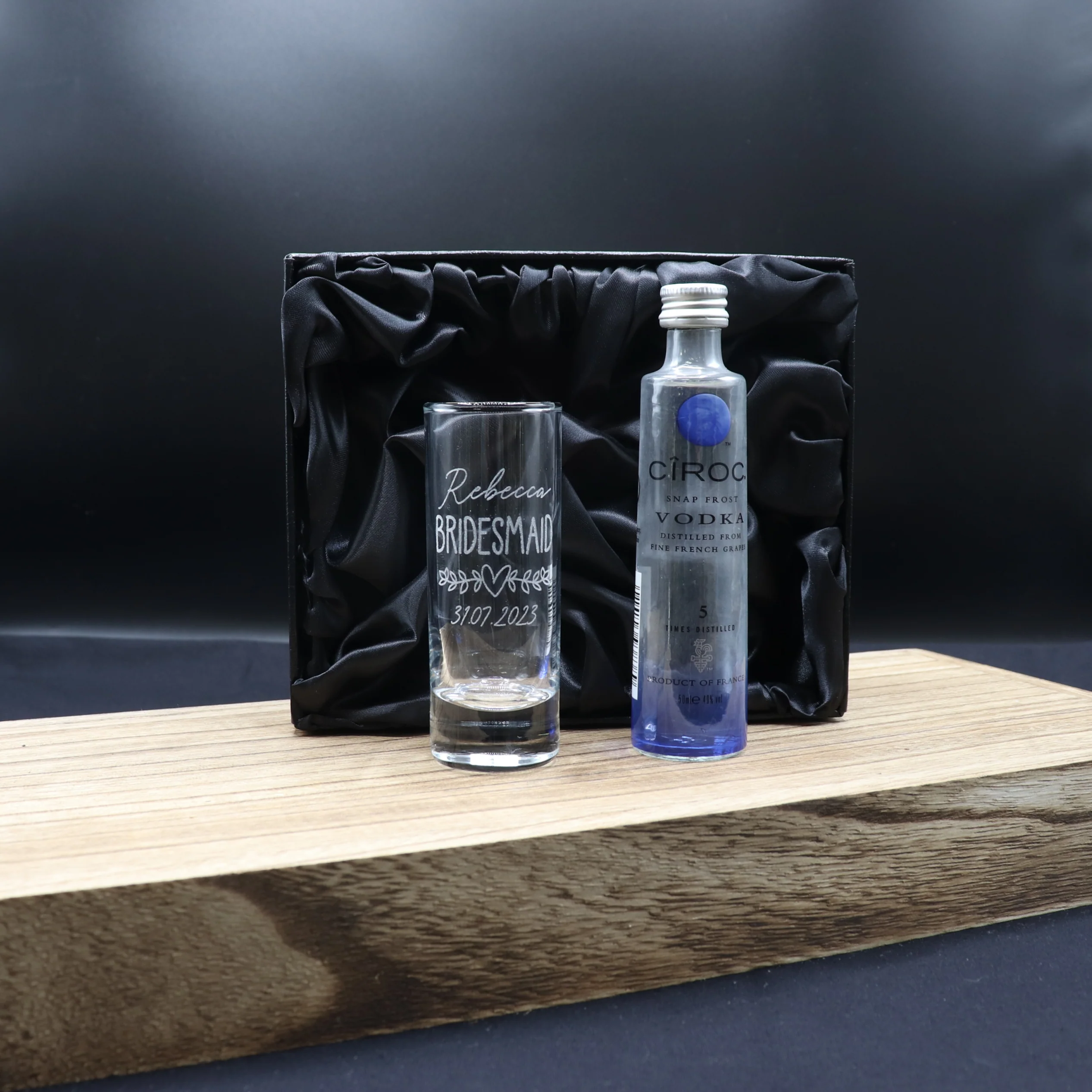Personalised Tall Shot Glass & Miniature - Bridesmaid Wedding Design - Image 13