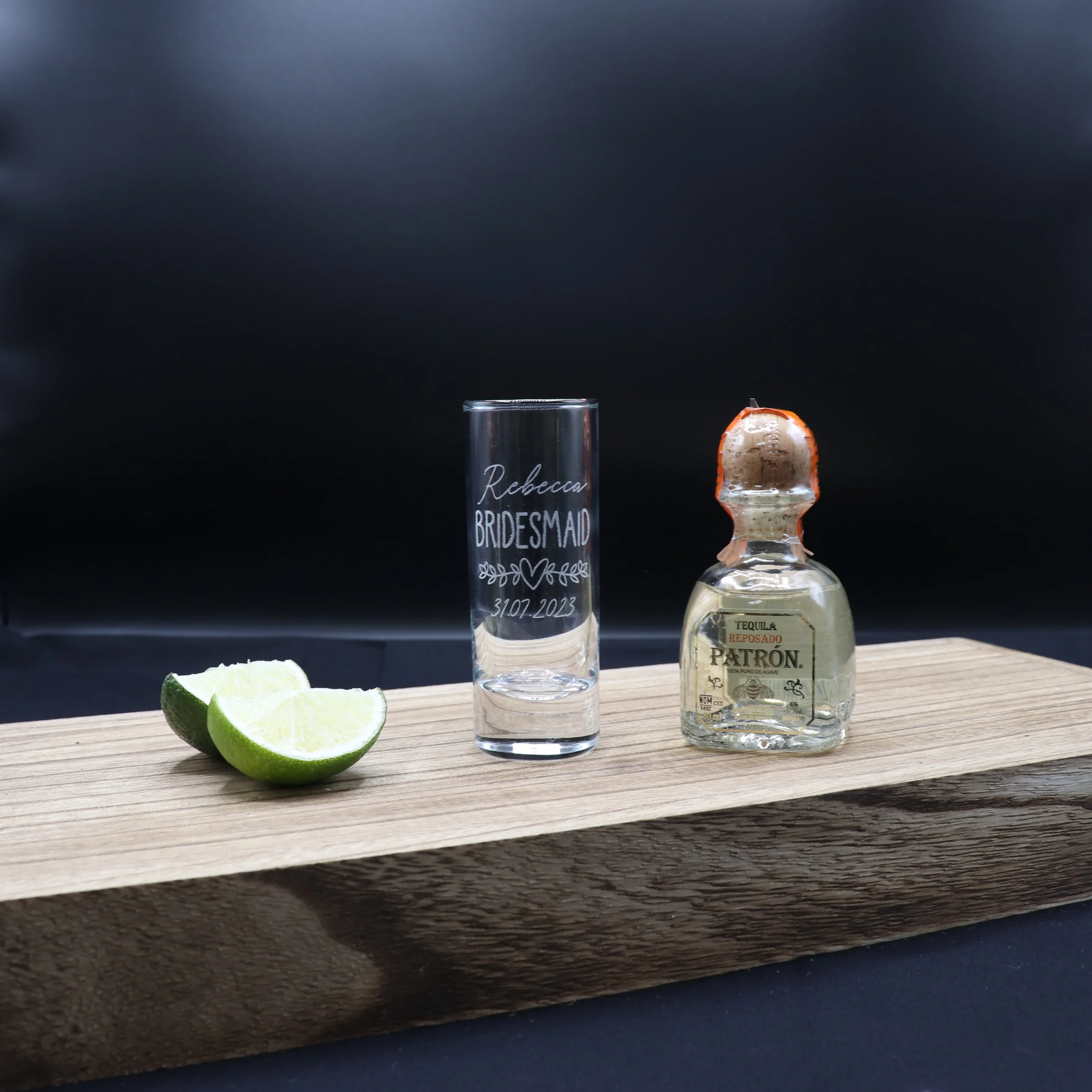Personalised Tall Shot Glass & Miniature - Bridesmaid Wedding Design - Image 30