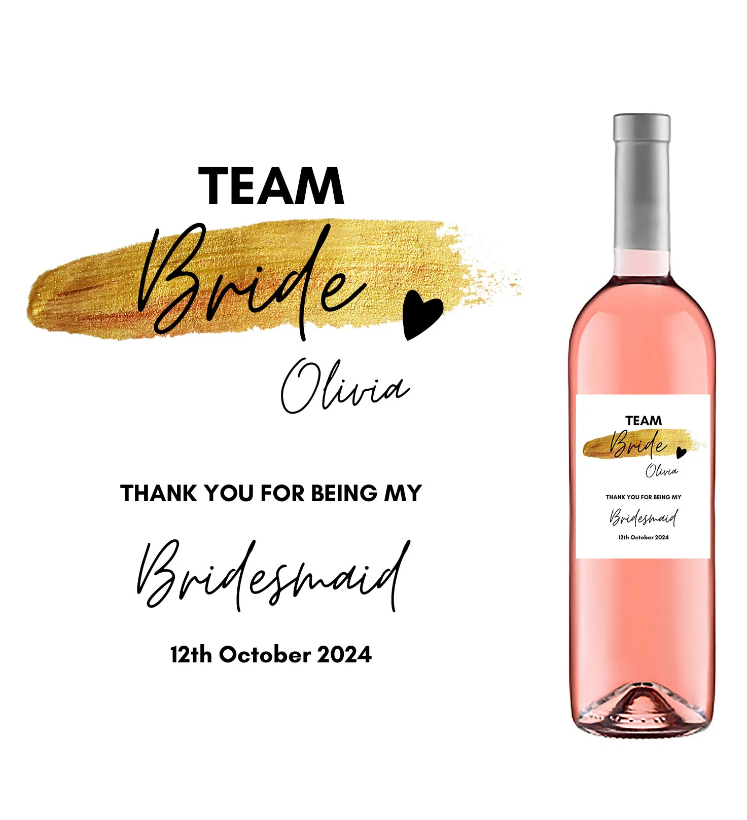 Personalised Prosecco/Wine Bottle Label - Team Bride, Bridesmaid Thank You Design - Image 5