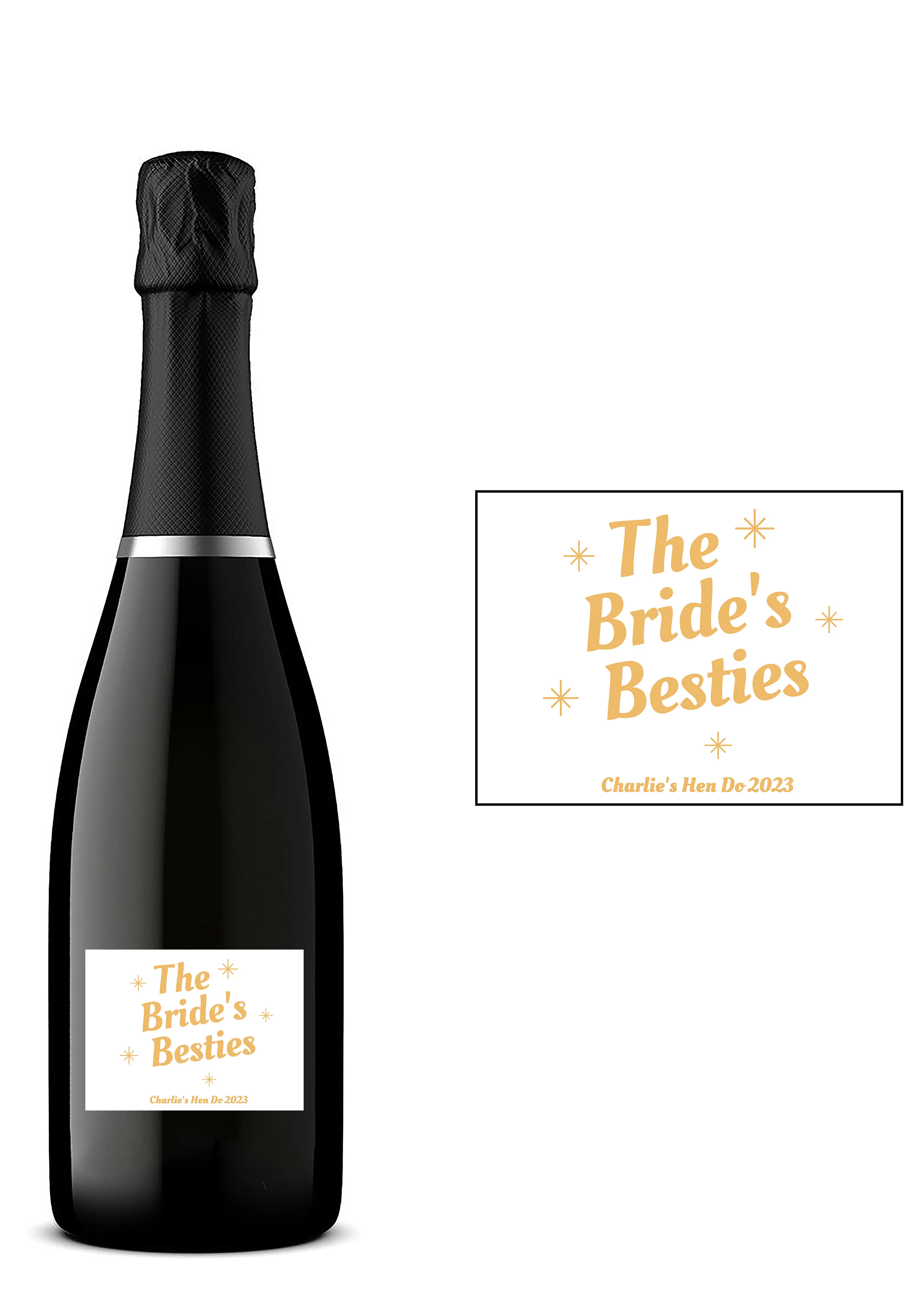 Personalised Prosecco Bottle Label - The Bride's Besties Hen Do Design - Image 3
