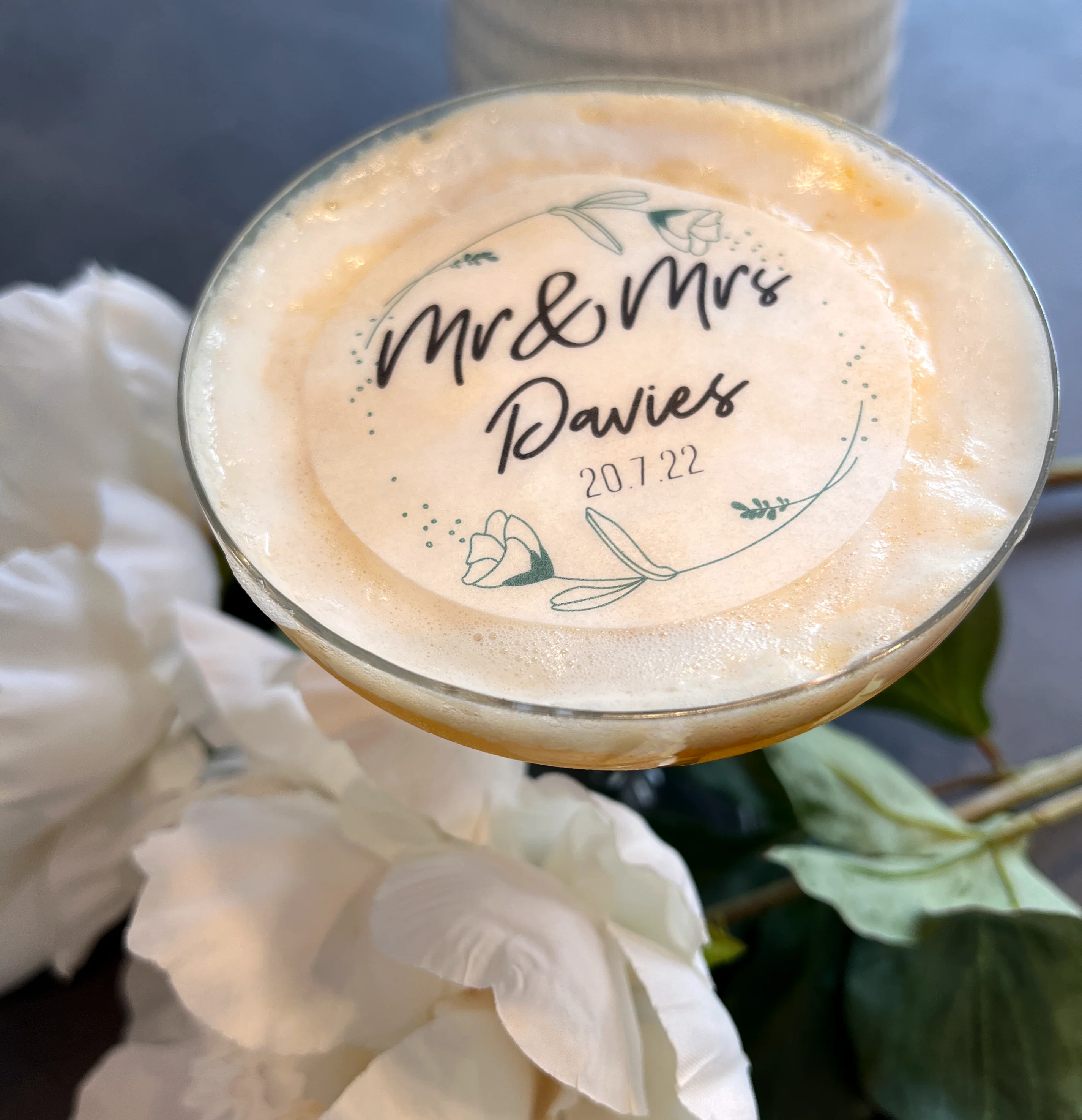 Personalised Flower Wreath Edible Cocktail Drink Toppers