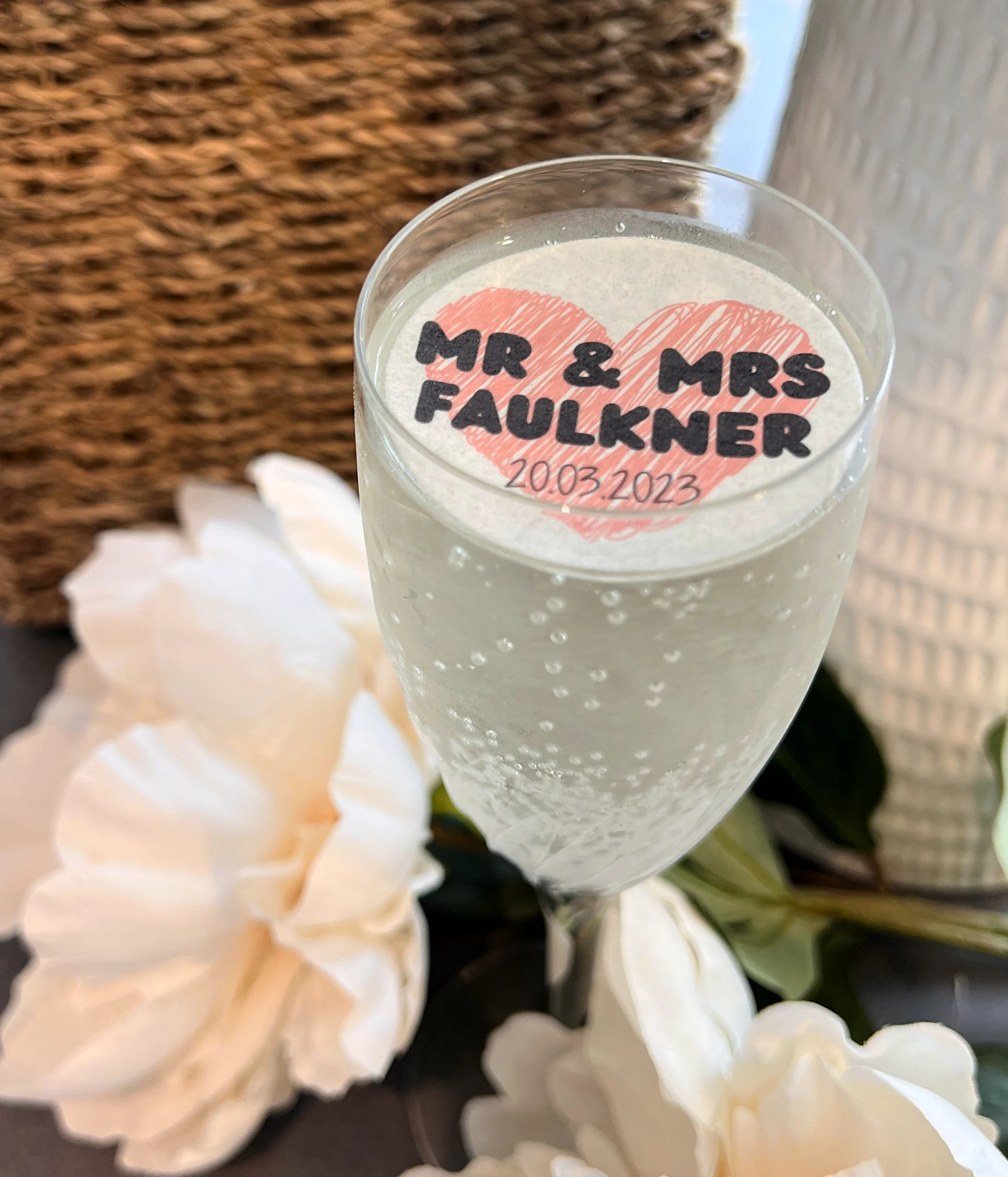 Personalised Wedding/Anniversary Heart Drink Toppers - Image 4