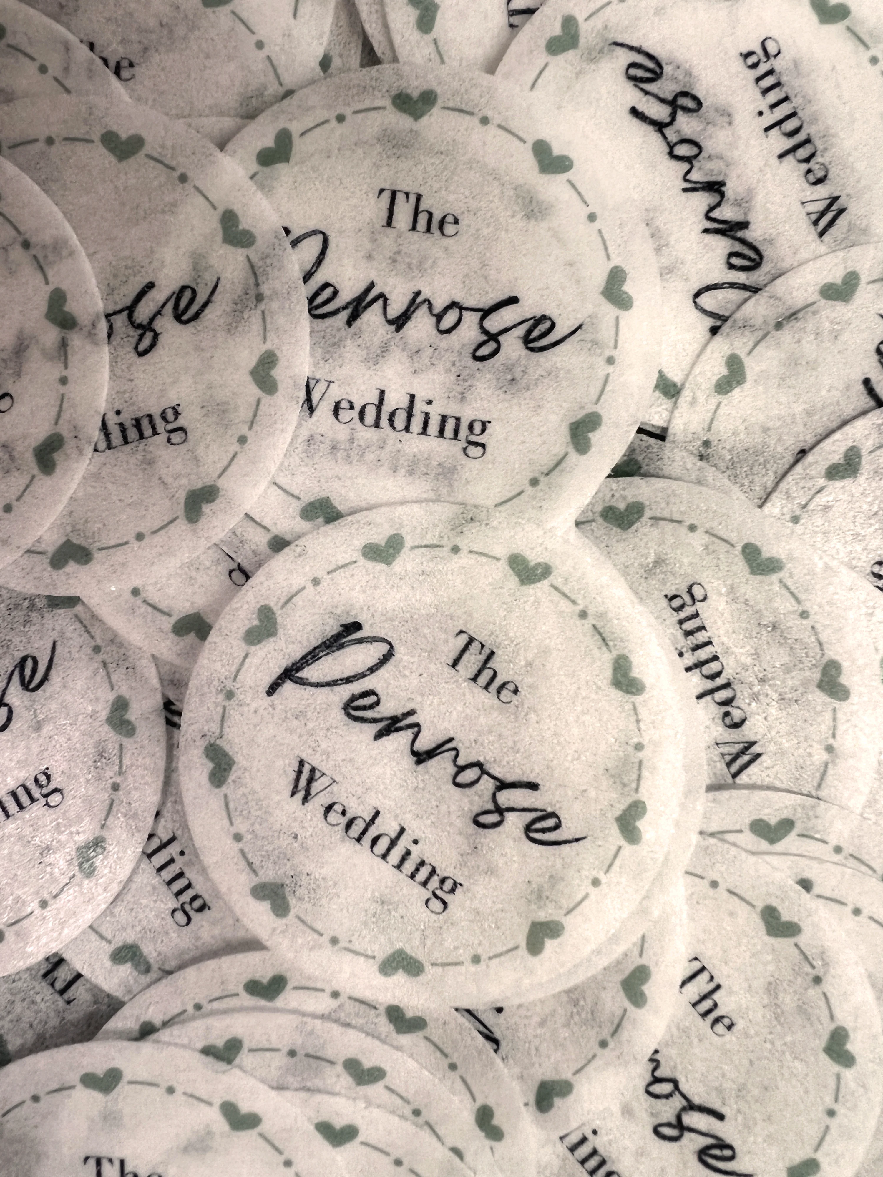 Personalised Wedding Heart Wreath Edible Cocktail Drink Toppers - Image 5