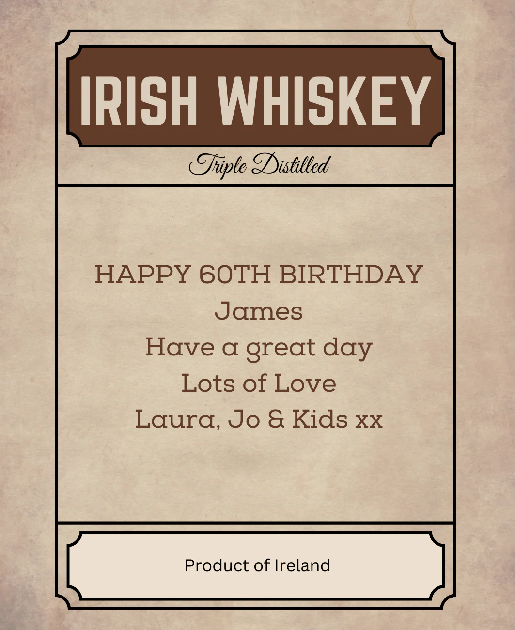 Personalised Bottle Label - Irish Whiskey Design - Image 3