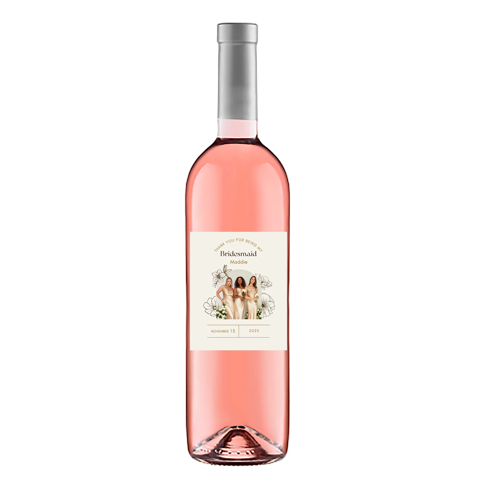 Personalised Wine Bottle Label - Bridesmaid Photo Design - Image 3