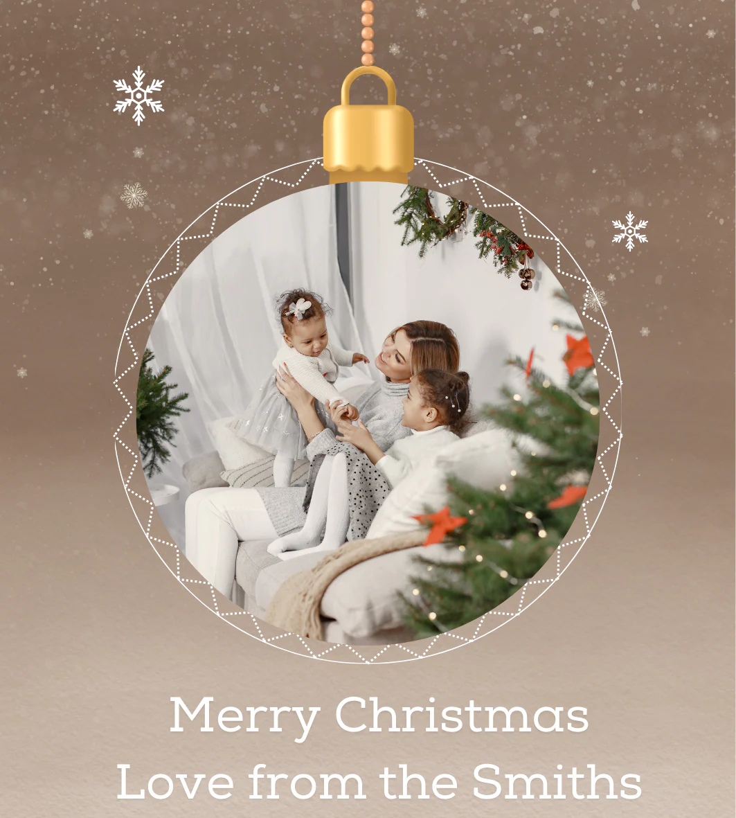 Personalised Wine Bottle Label - Christmas Bauble Photo Design - Image 2