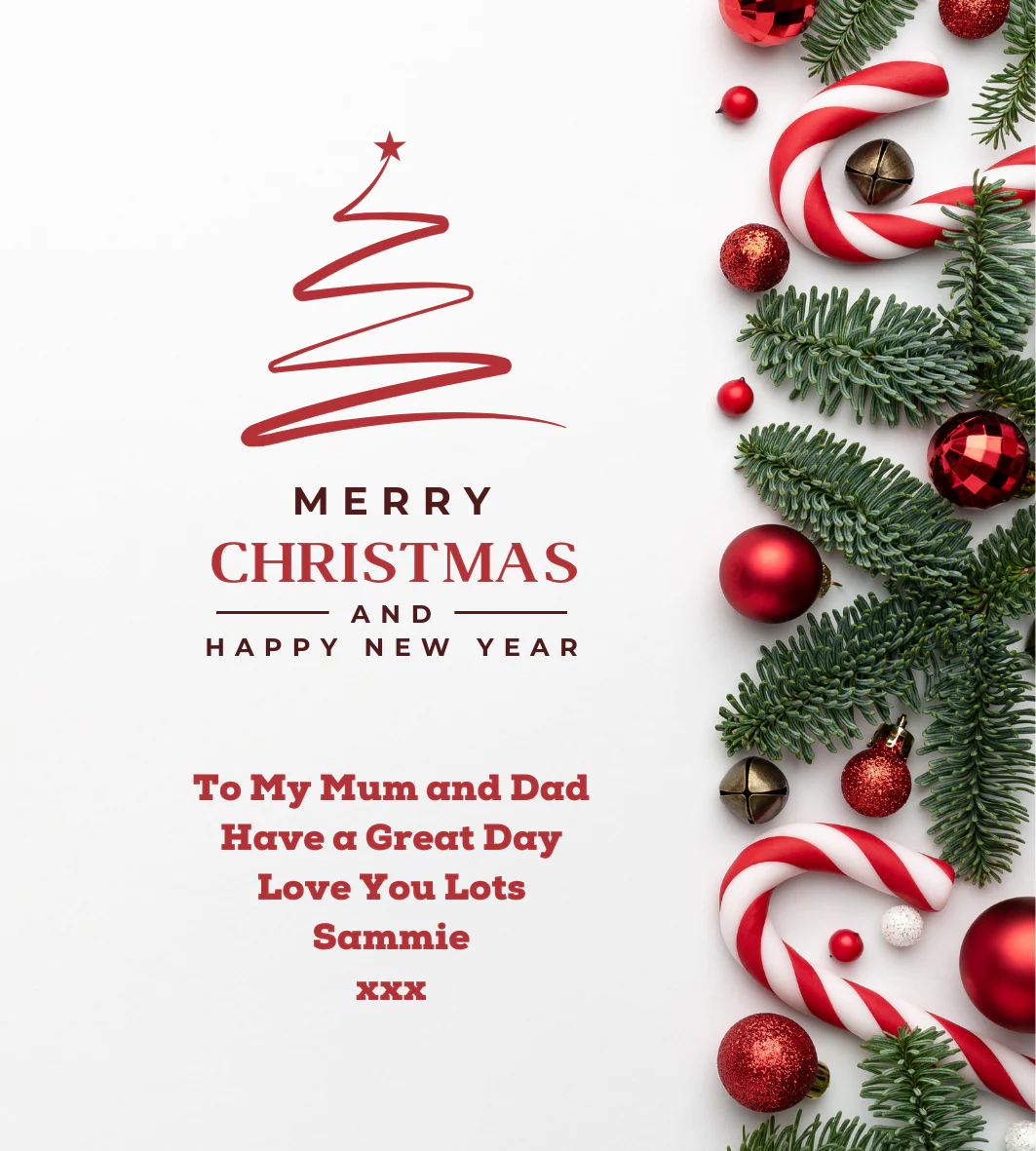 Personalised Wine Bottle Label - Christmas Tree Baubles Design - Image 2