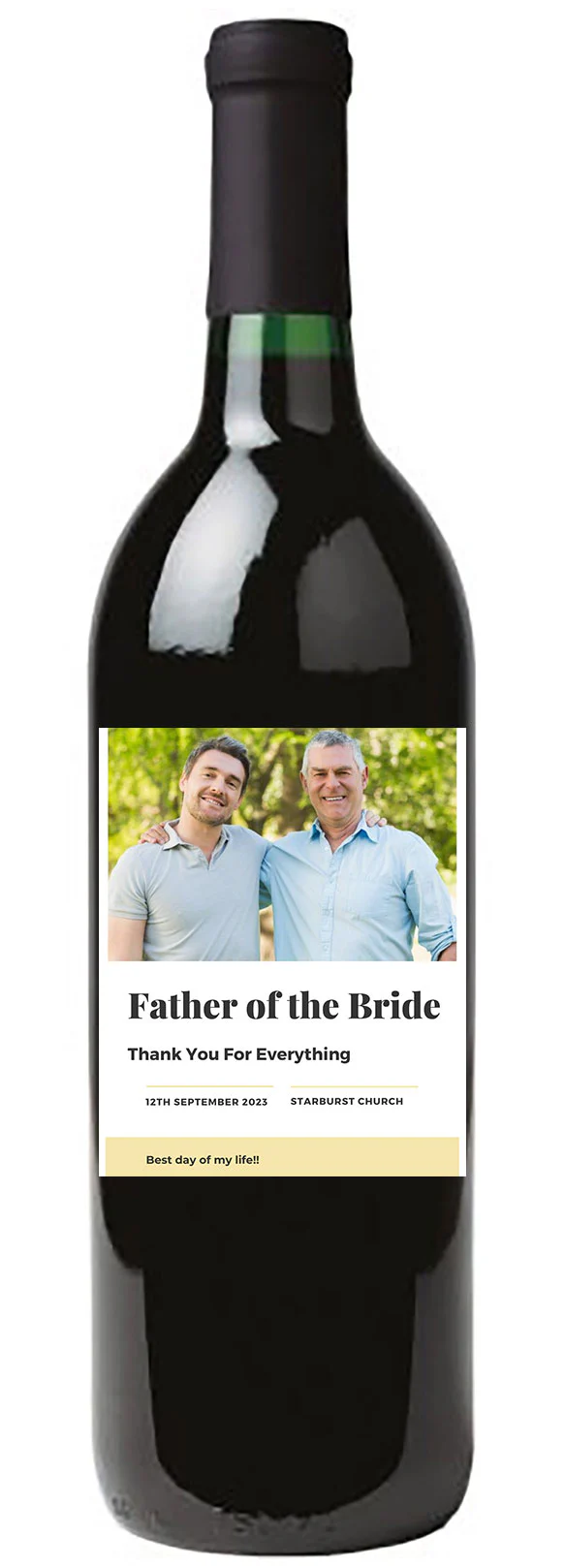 Personalised Wine Bottle Label - Father of the Bride Photo Design - Image 3