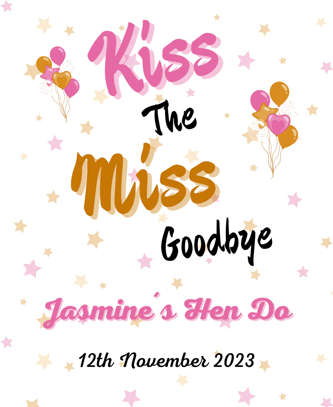 Personalised Wine Bottle Label - Kiss The Miss Goodbye Design - Image 2