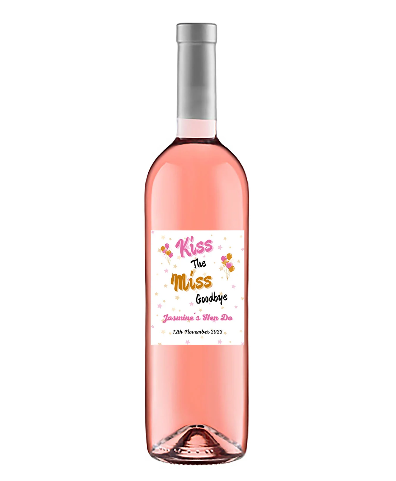 Personalised Wine Bottle Label - Kiss The Miss Goodbye Design - Image 3