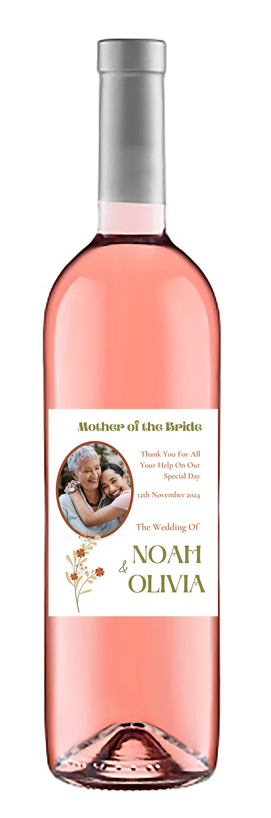 Personalised Wine Bottle Label - Mother of the Bride Photo Design - Image 3