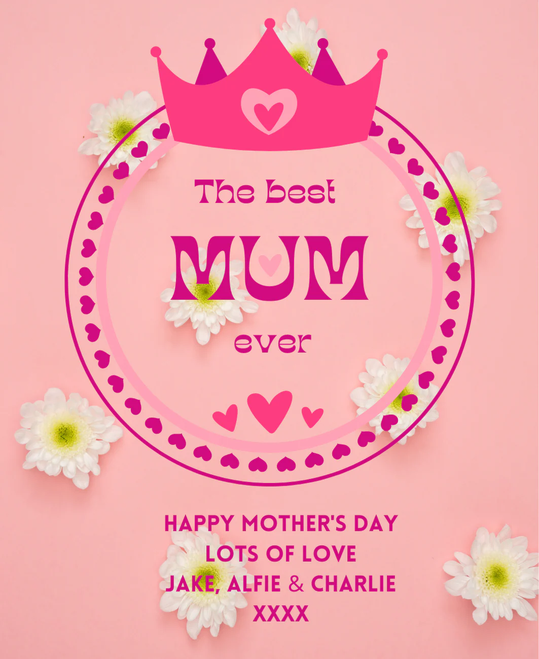 Personalised Wine Bottle Label - Mother´s Day Crown Design - Image 2