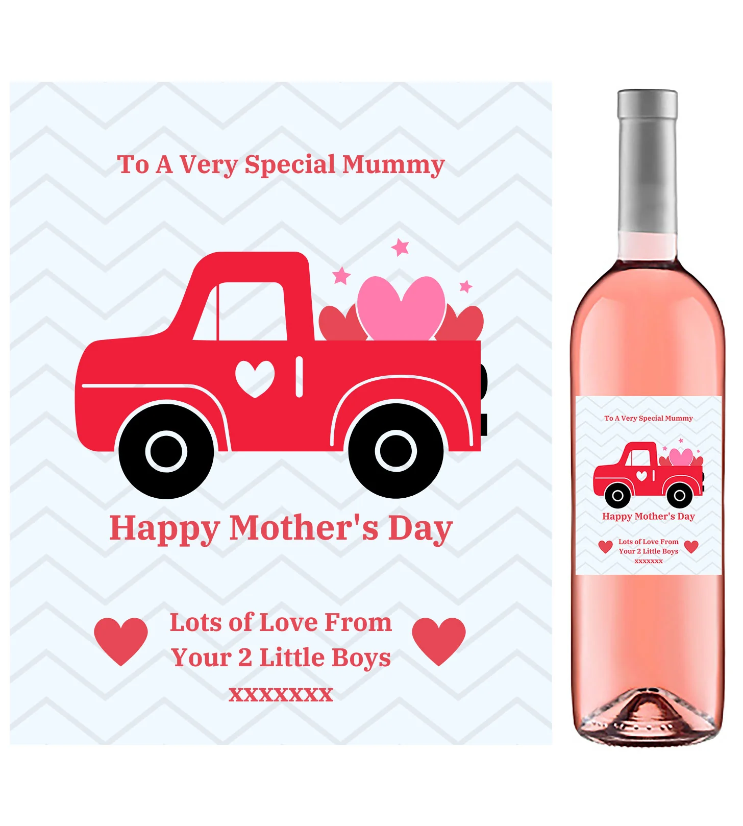 Personalised Wine Bottle Label - Mother´s Day Truck Design