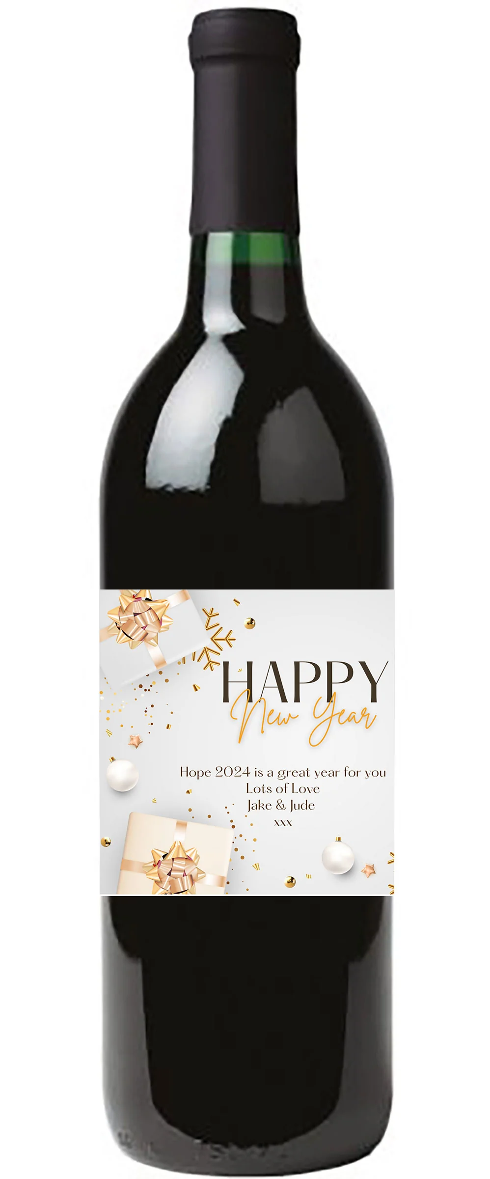 Personalised Wine Bottle Label - New Year Presents Design - Image 2