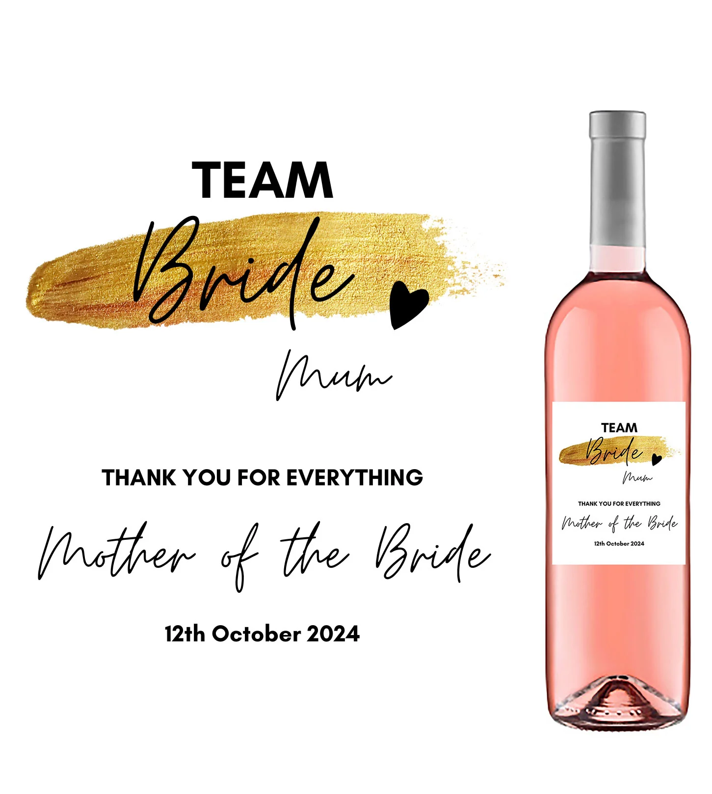 Personalised Prosecco/Wine Bottle Label - Team Bride, Mother of the Bride Design - Image 4