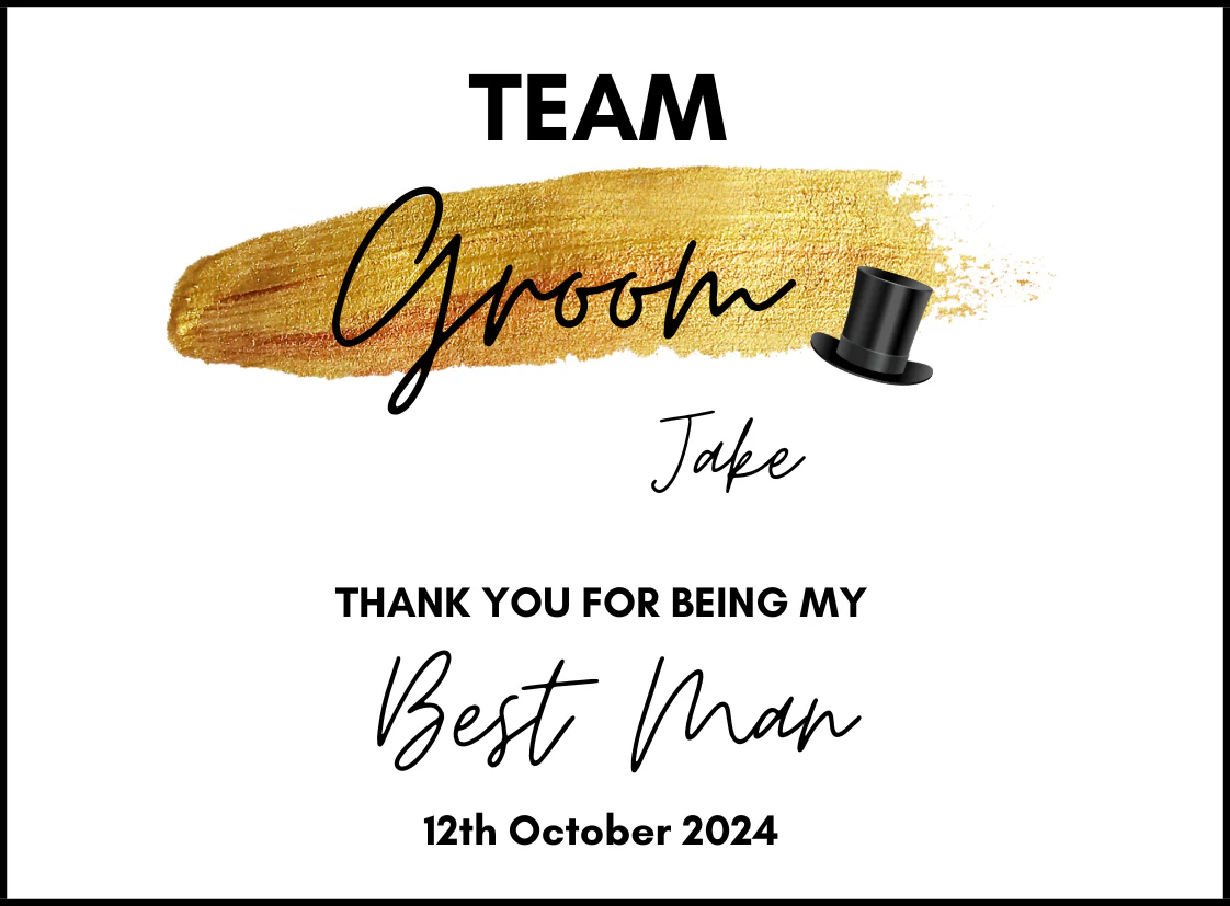 Personalised Prosecco/Wine Bottle Label - Team Groom, Best Man Thank You Design - Image 3