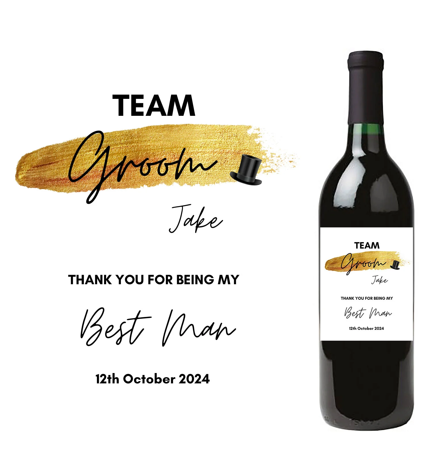 Personalised Prosecco/Wine Bottle Label - Team Groom, Best Man Thank You Design - Image 4