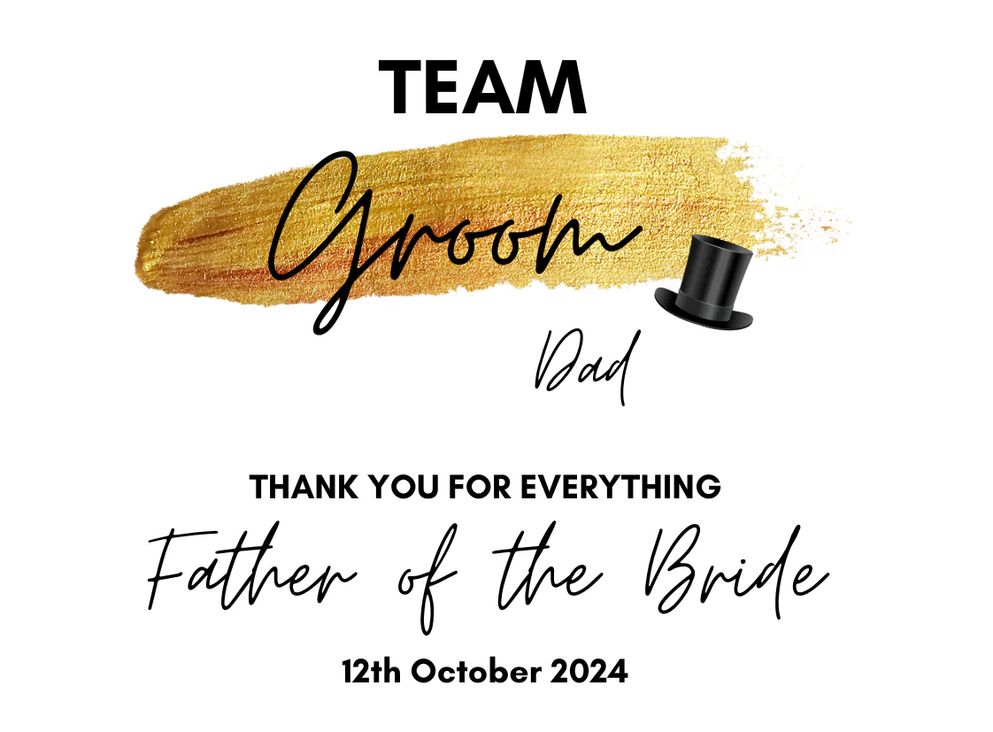 Personalised Prosecco/Wine Bottle Label - Team Groom, Father of the Bride Design - Image 3