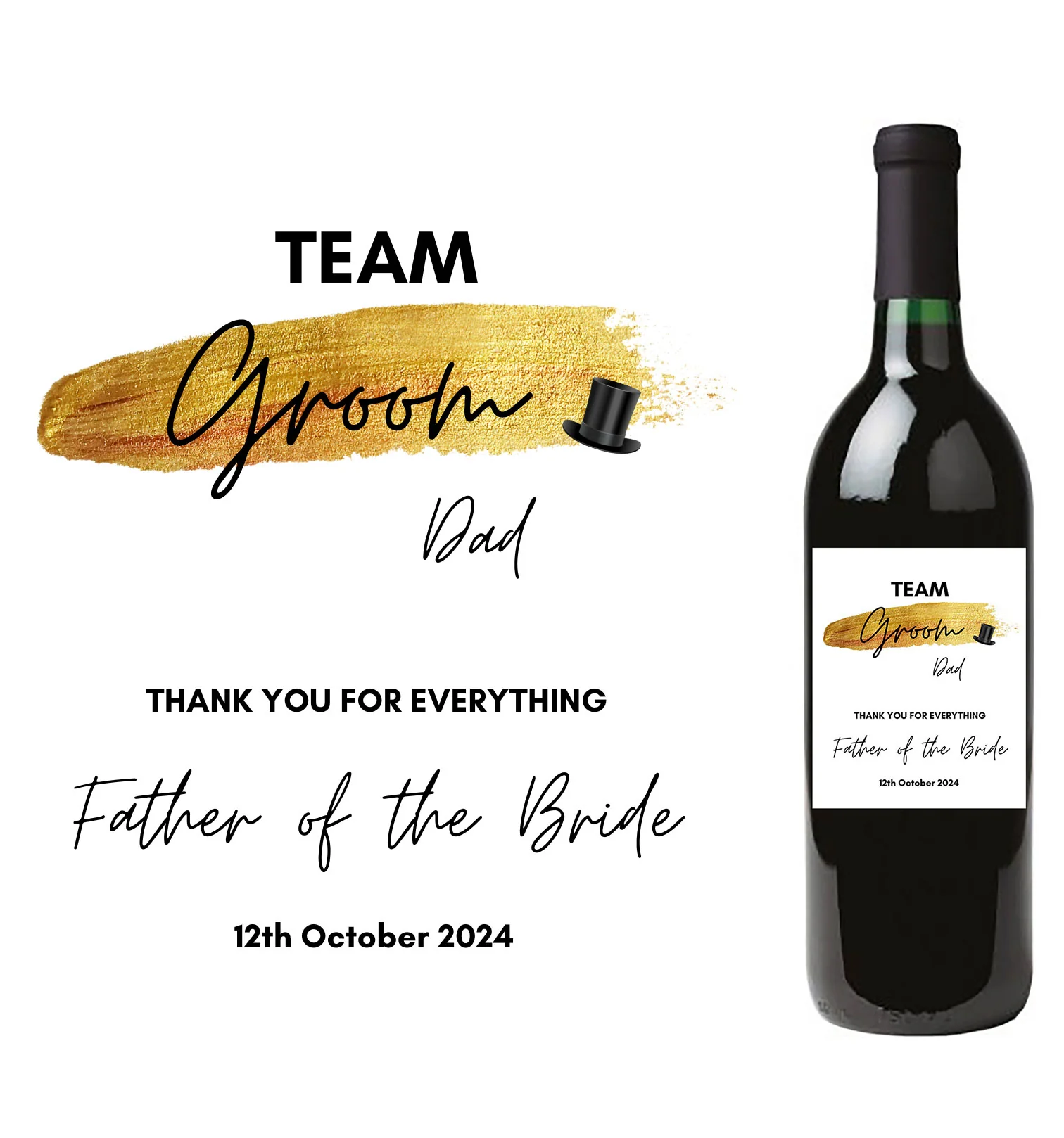 Personalised Prosecco/Wine Bottle Label - Team Groom, Father of the Bride Design - Image 4