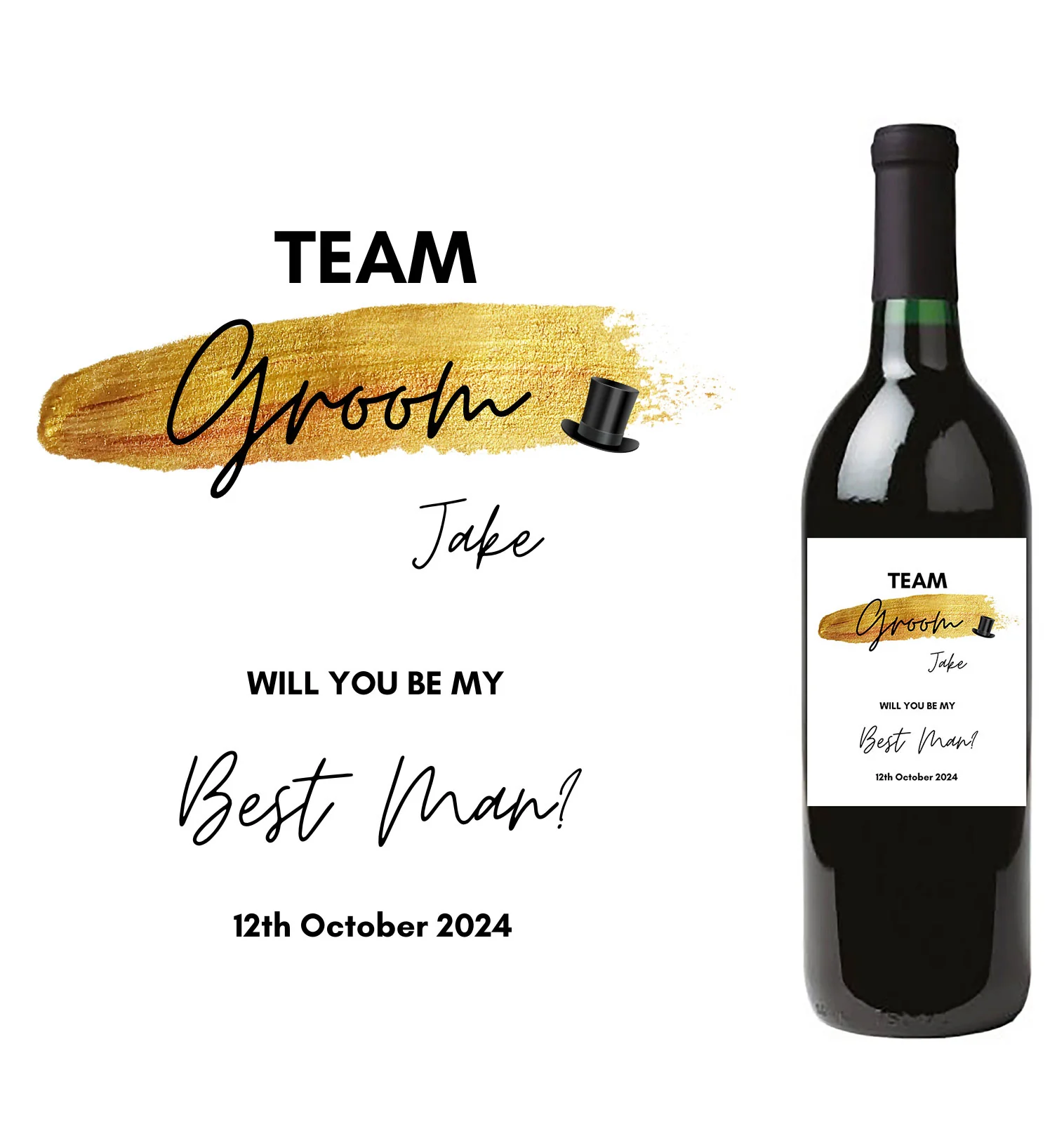 Personalised Prosecco/Wine Bottle Label - Team Groom, Will You Be Best Man? Design - Image 6