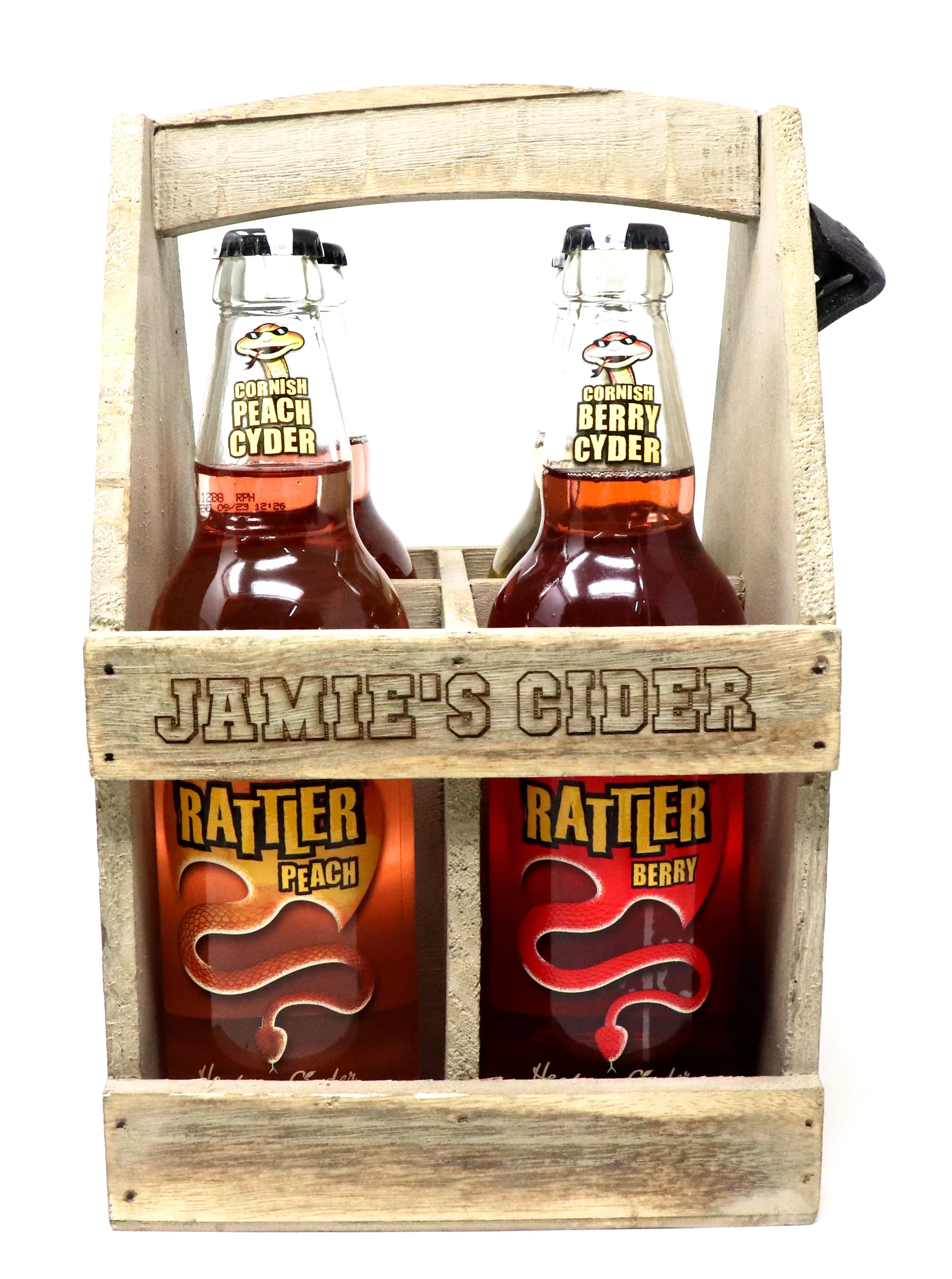 Personalised Wooden Bottle Carrier & 4 Bottles of Cider - Image 3