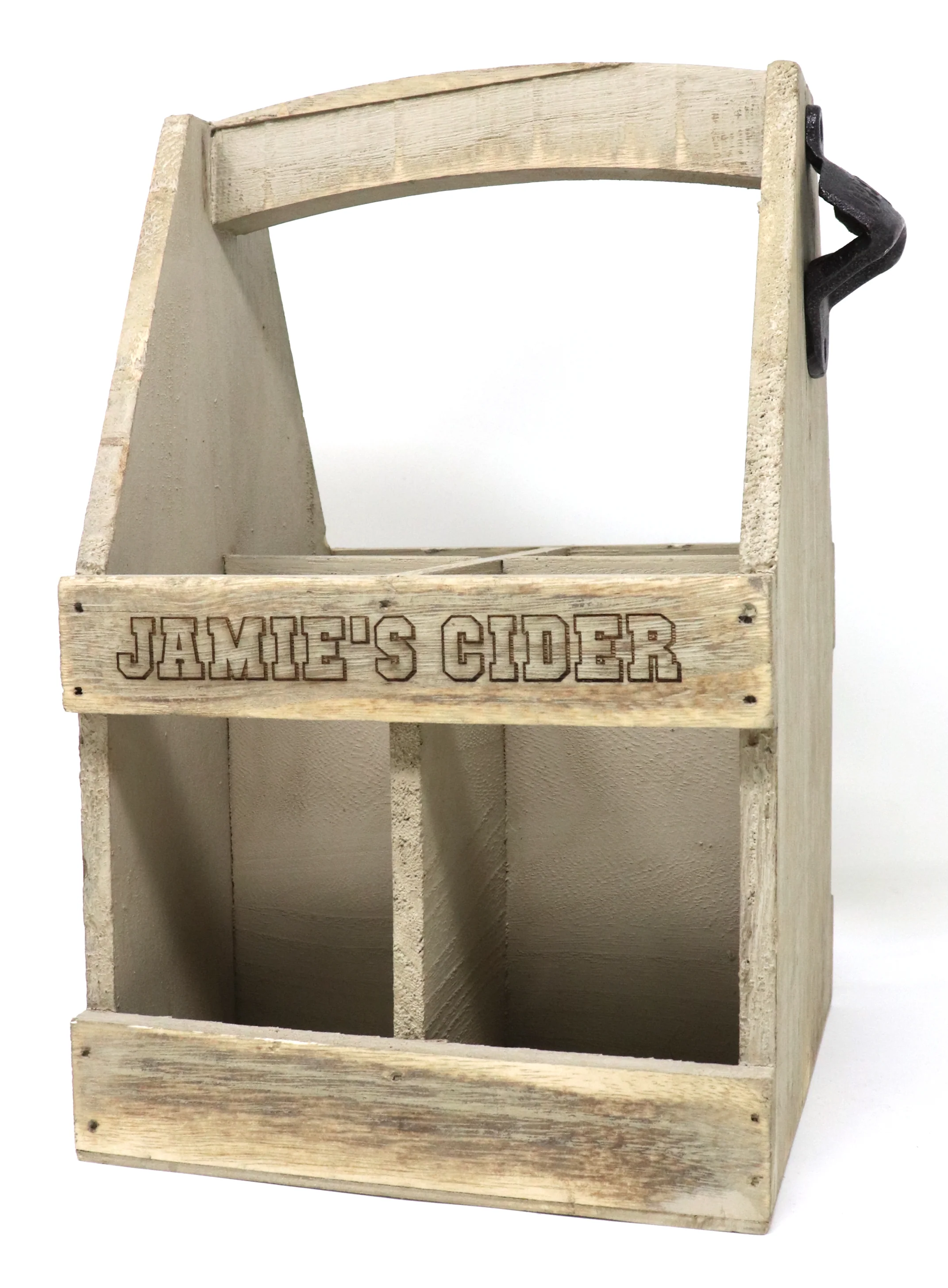 Personalised Wooden Bottle Carrier & 4 Bottles of Cider - Image 4