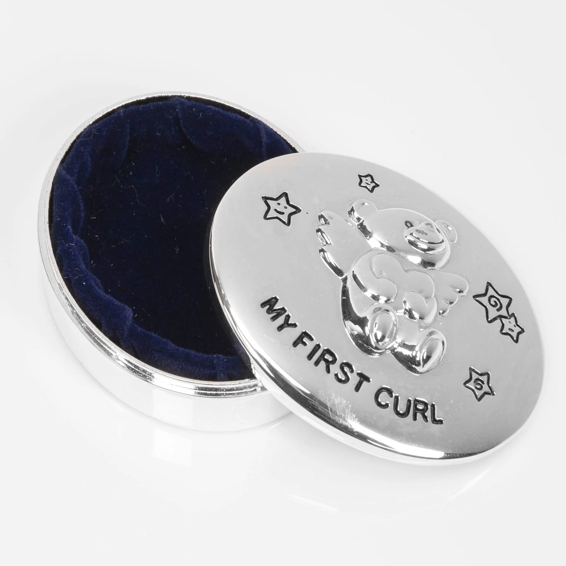 Silver Plated Christening First Curl Box in Personalised Gift Box - Image 2